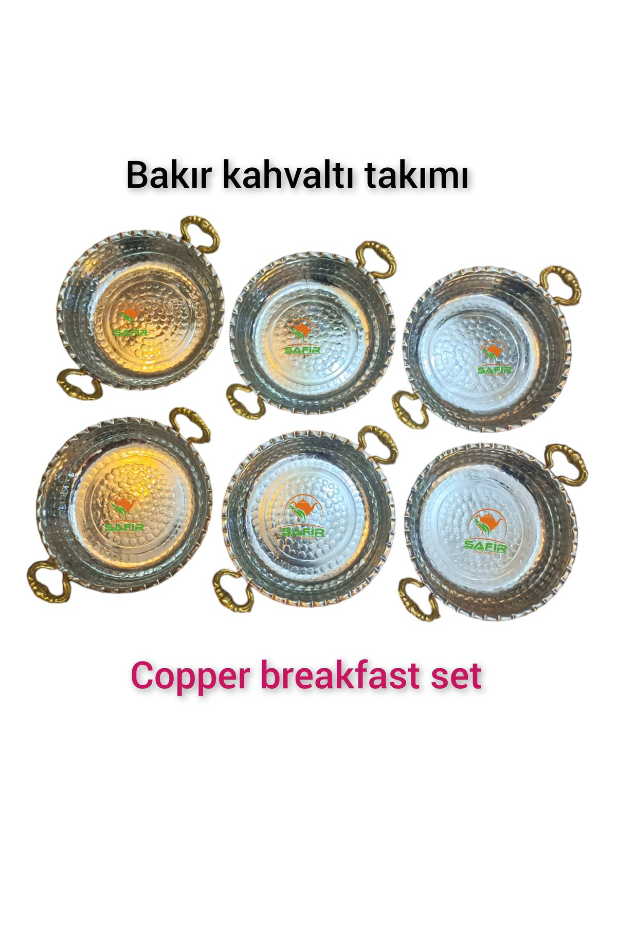 Safir Bakir Kahvalti Takimi Prinç Kulplu Bakir Kahvaltilik Omlet Tavasi