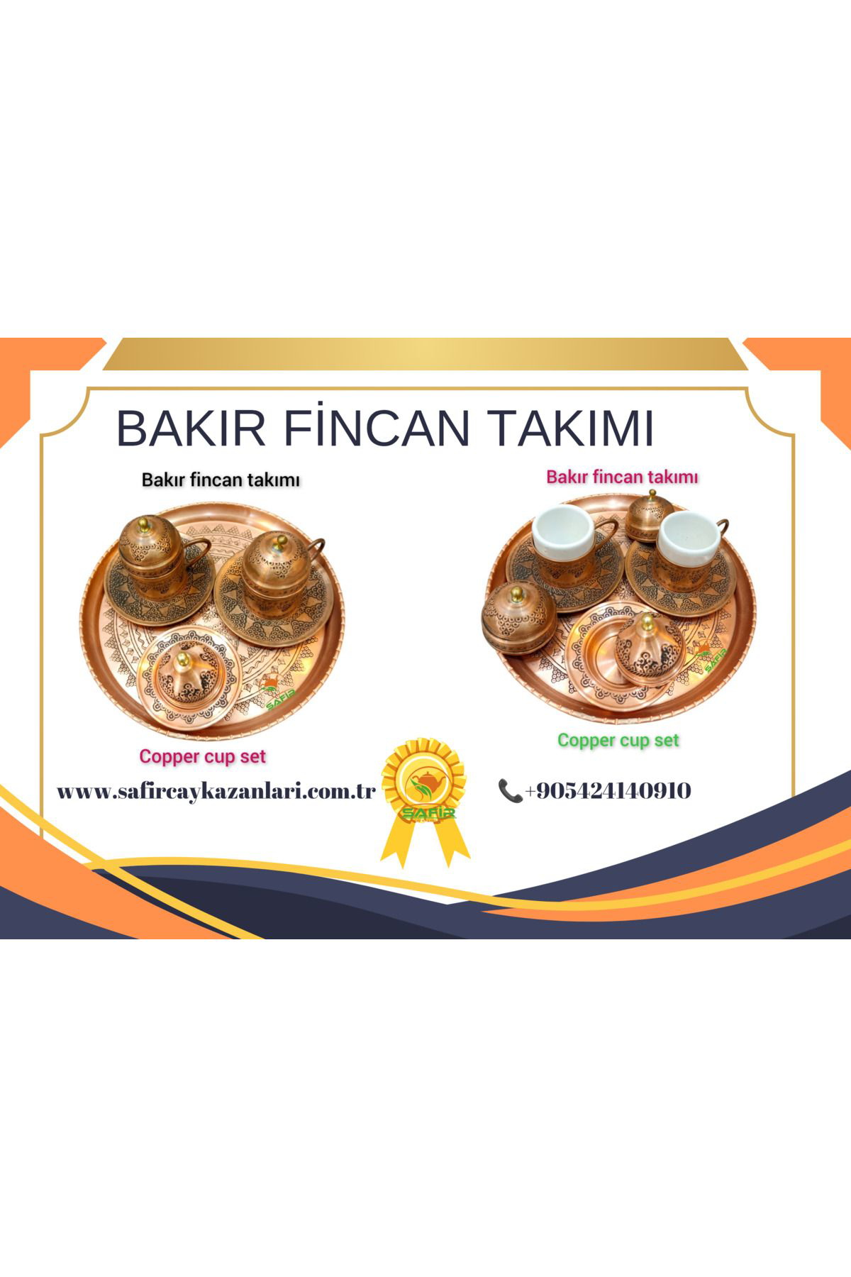 Safir Çay Kazanlari Bakir Kahve Fincan Takimi Bakir Kahvelik 2 Kişilik Bakir Kahve Fi