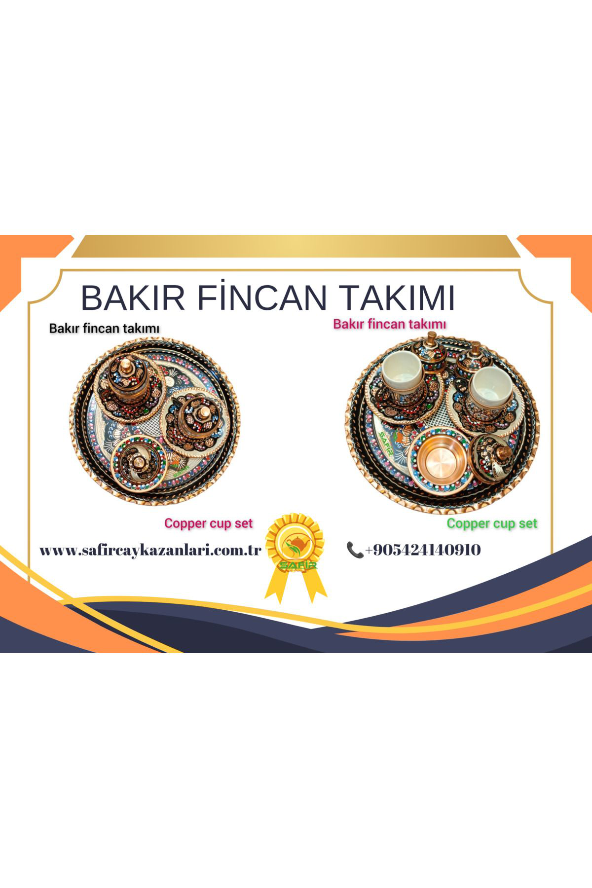 Safir Çay Kazanlari Bakir Kahve Fincan Takimi Bakir Kahvelik 2 Kişilik Bakir Kahve Fi