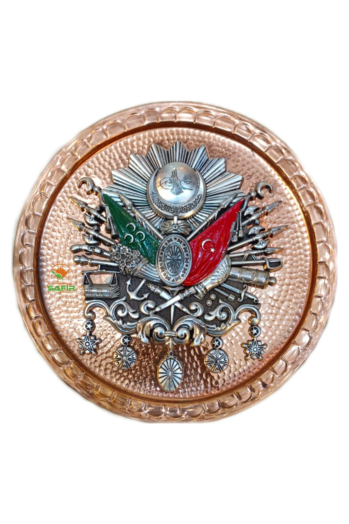 Safir Bakir Tablo Osmanli Armasi Özel El İşleme Bakir Duvar Tablosu 25 