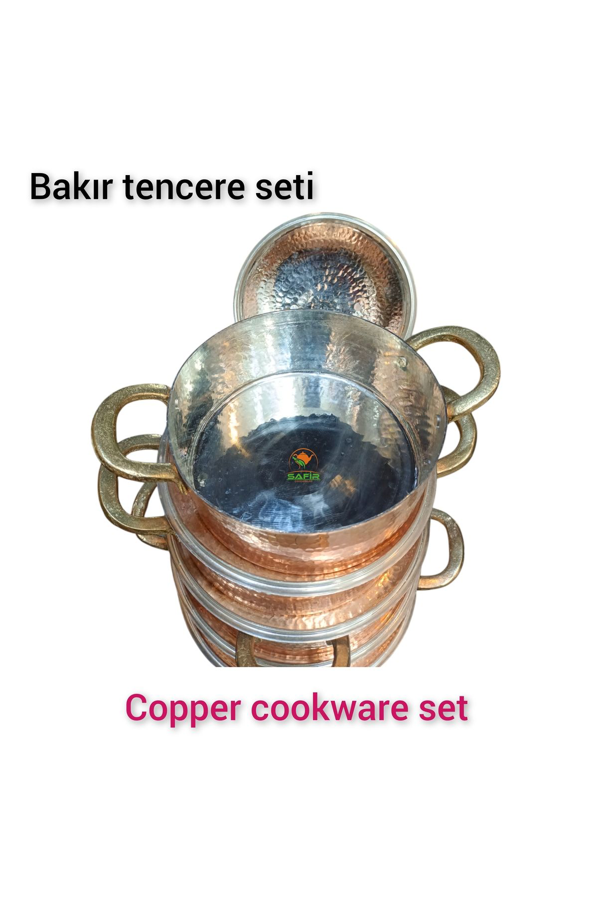 Safir Çay Kazanlari Bakir Tencere Seti Özel Dövme Bakir Beşli Tencere Takimi Bakir Te