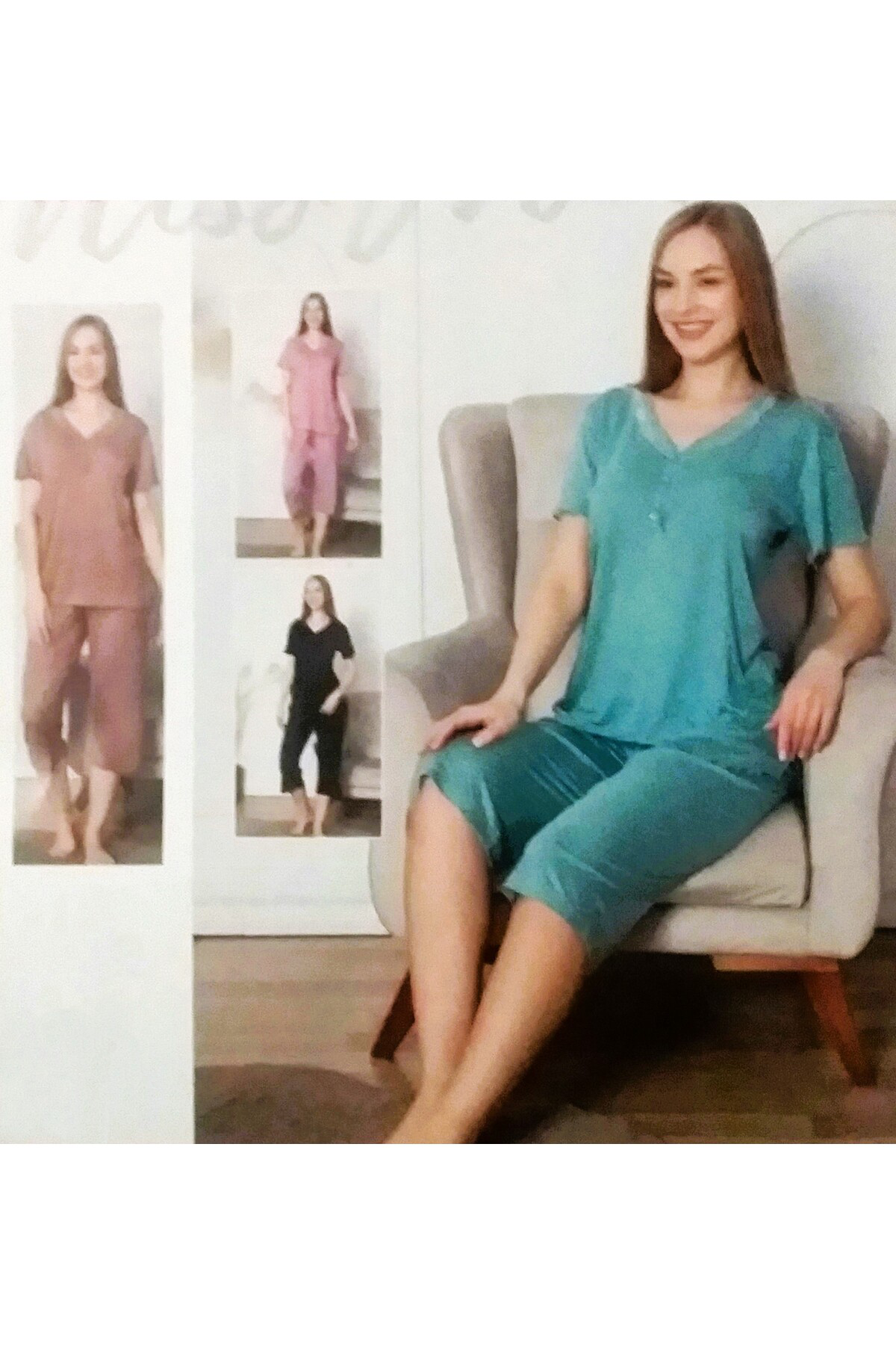 Miss Melina Bambu Kapri Pijama Takimi Lacivert