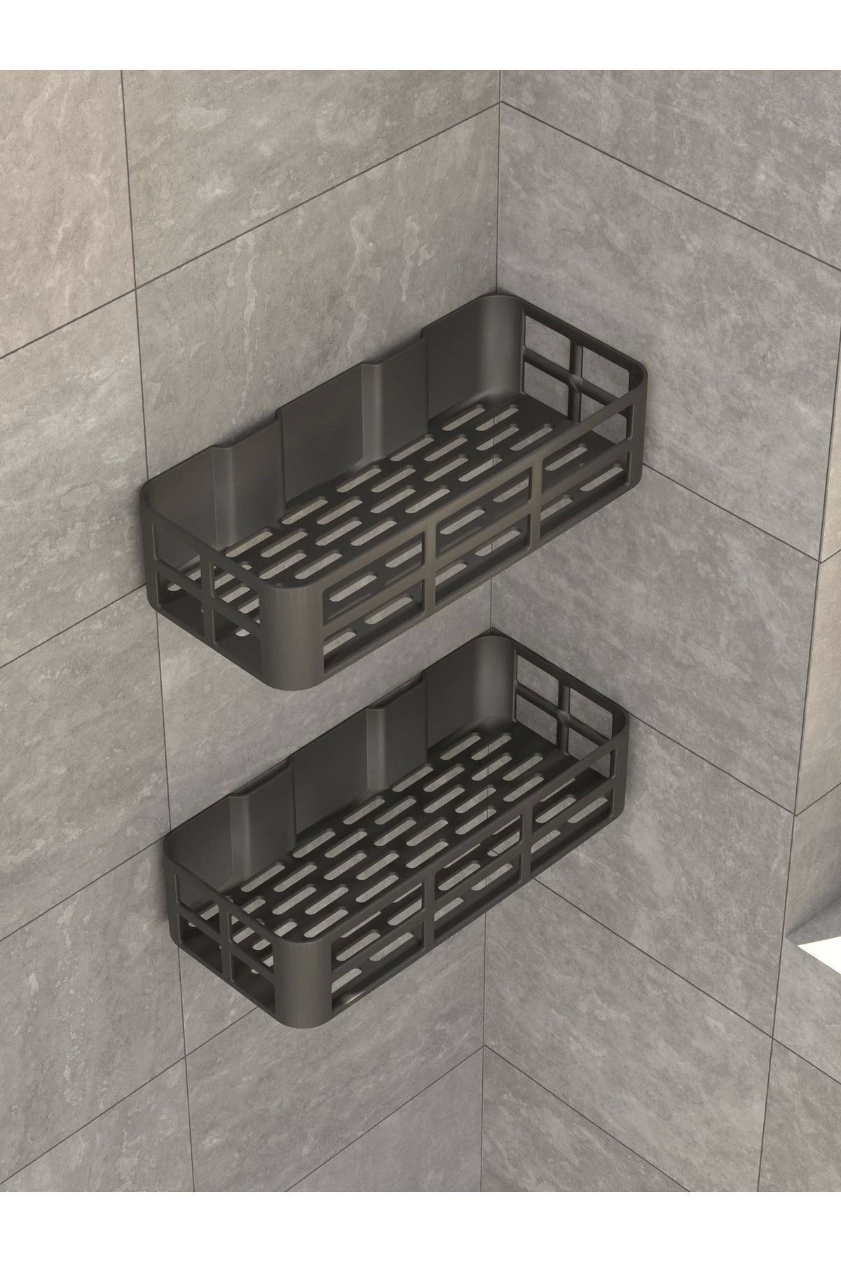 Elzem Banyo Duş Rafi 2'Li Yapişkanli Ve Deliksiz Duş Organizer Suya Day