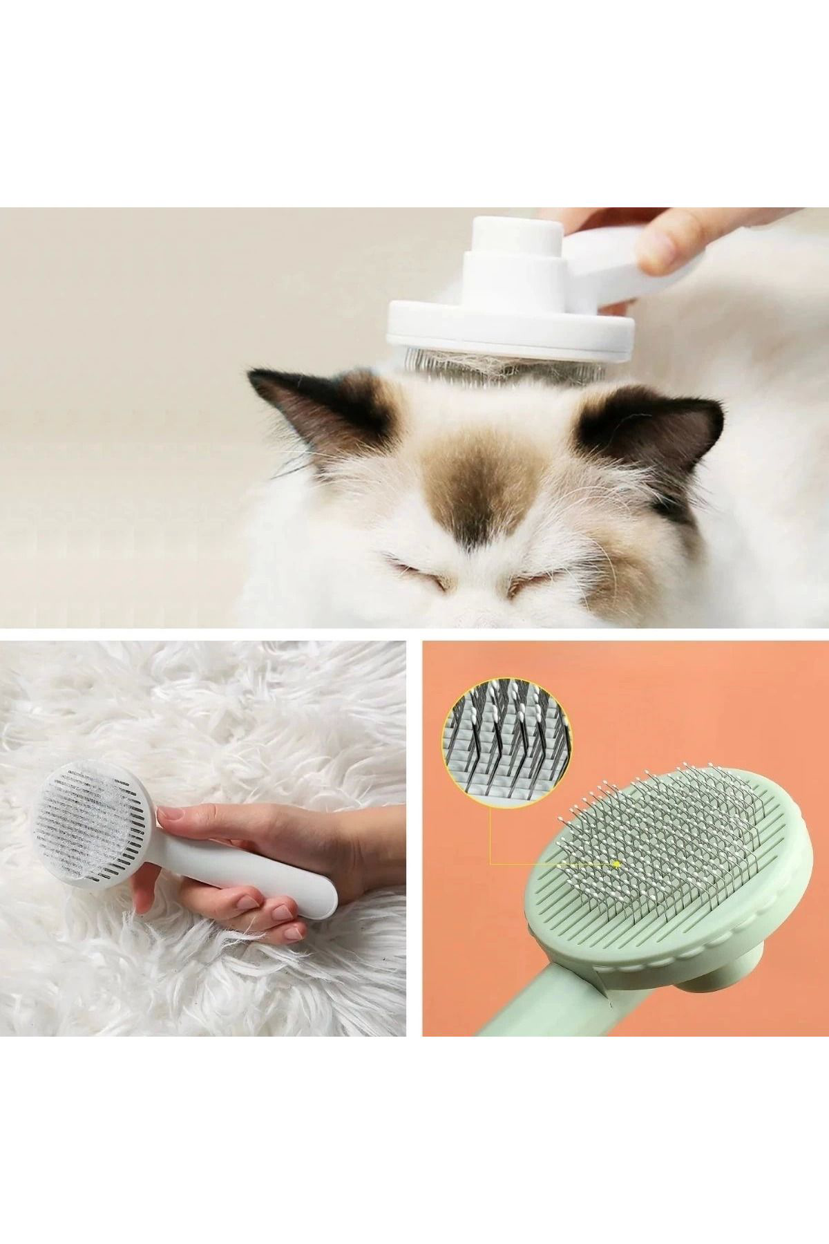 Yusuftex Basmali Kedi Köpek Tüy Toparlayici Masaj Etkili Pet Firçasi