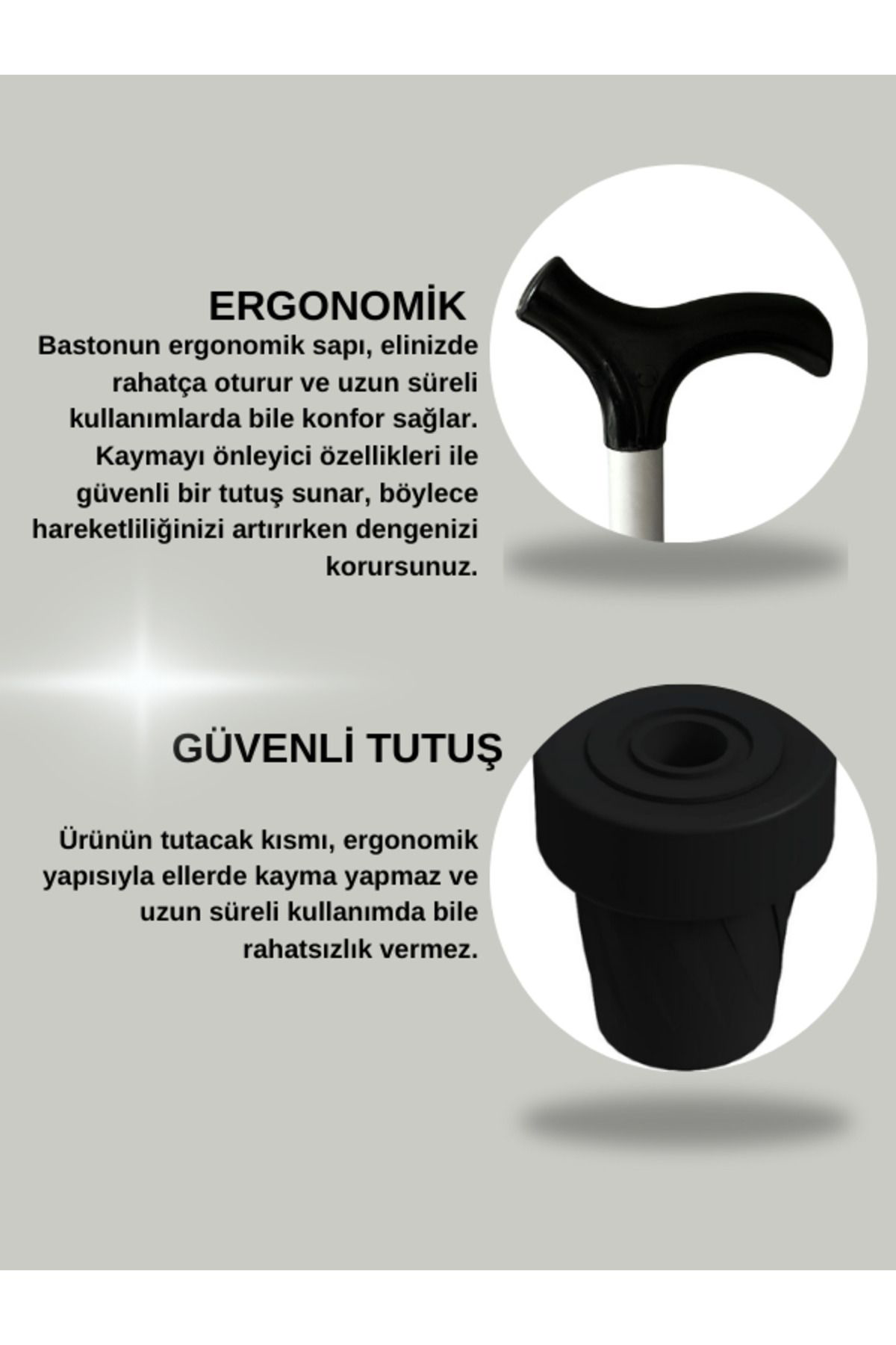 Rabir Baston Ayarlanabilir 80-100 Denge Bastonu Siyah