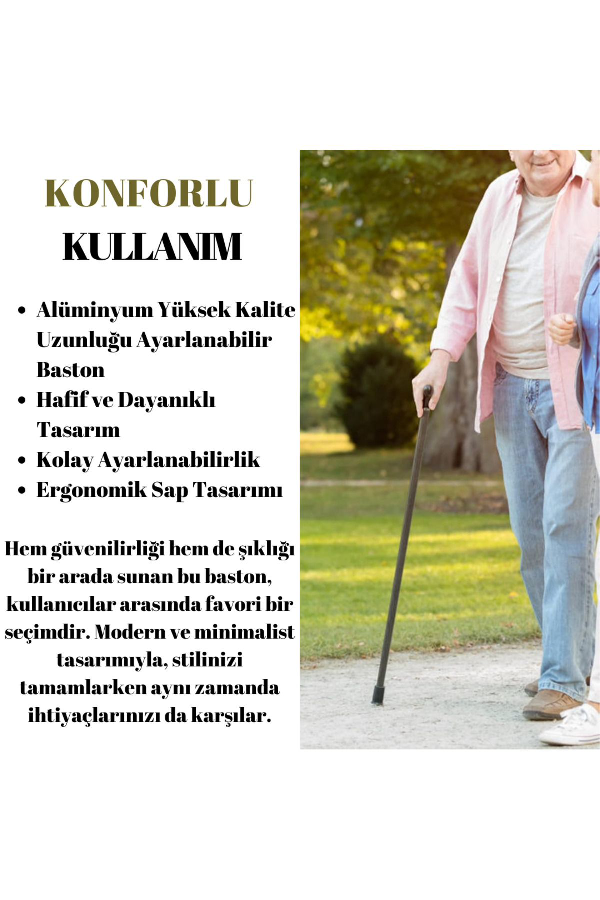 Rabir Baston Ayarlanabilir 80-100 Denge Bastonu Siyah