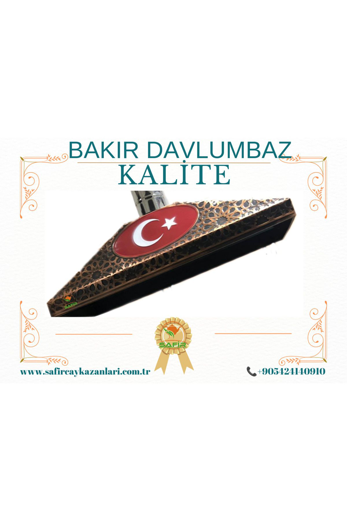 Safir Çay Kazanlari Bayrakli Model Çay Kazani İçin Bakir Davlumbaz 4 Gözlü Çay Kazani