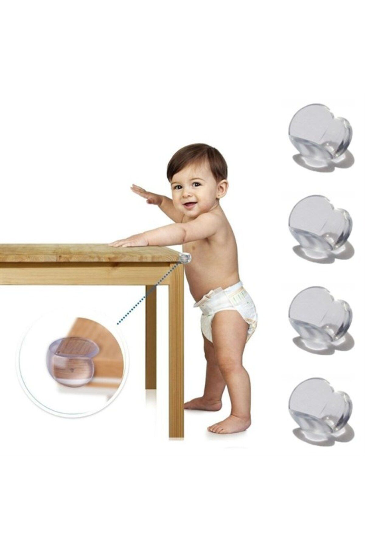 Ok Aksesuar Bebek Çocuk Yumuşak Ve Esnek Dairesel Şeffaf Yapişkanli Güvenlik