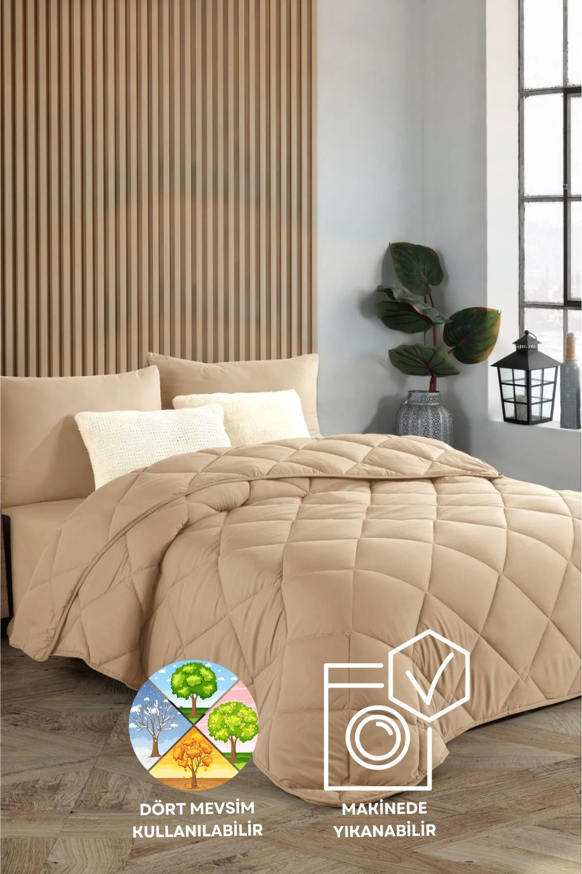 Formeya Bej Soft Silikon Yorgan Çift Kişilik 195*215