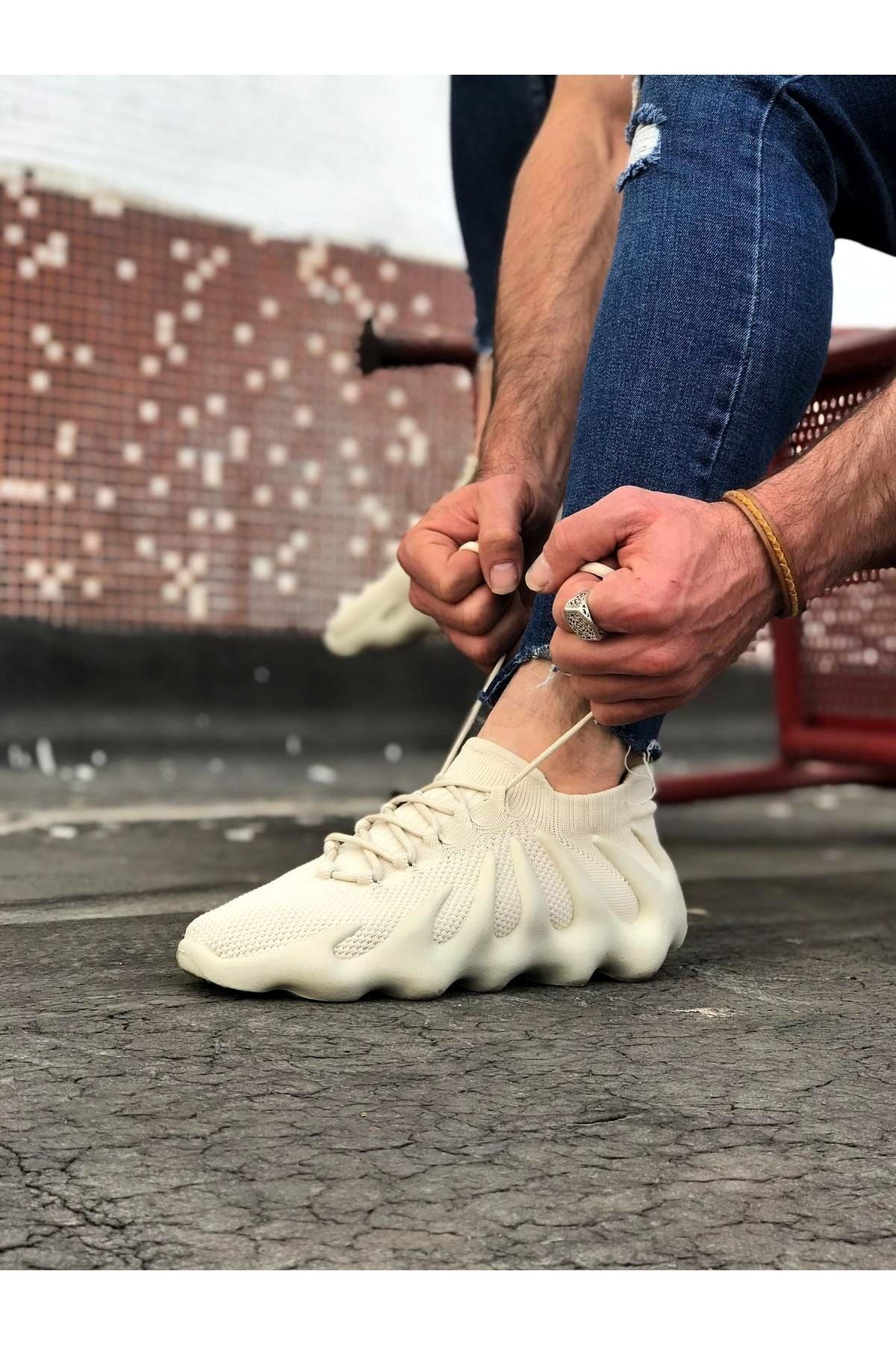 K&A Bej Triko Sargi Taban Casual Erkek Ayakkabi