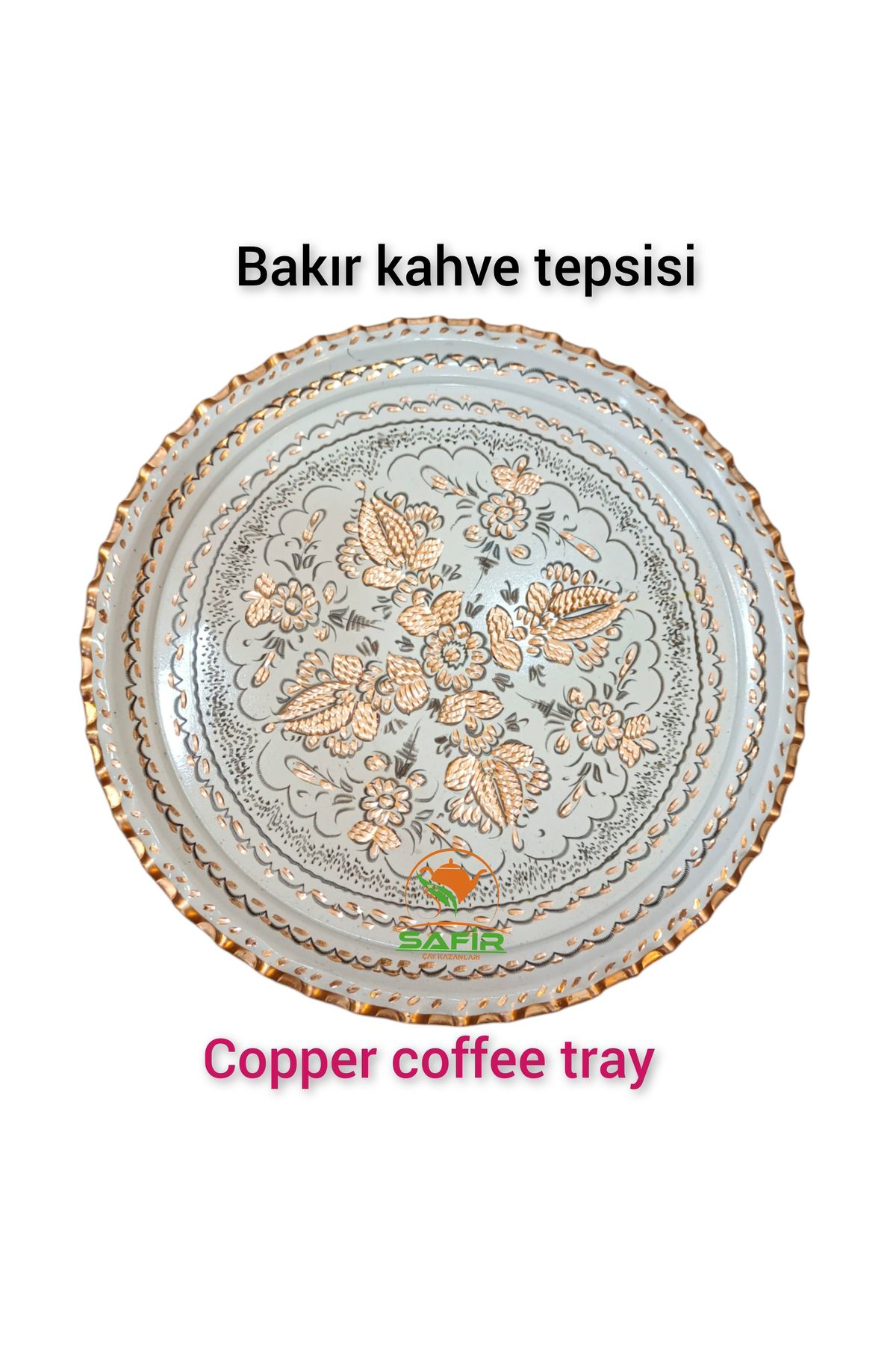 Safir Çay Kazanlari Beyaz Bakir Kahve Fincan Takimi Bakir Kahvelik 2 Kişilik Bakir Ka