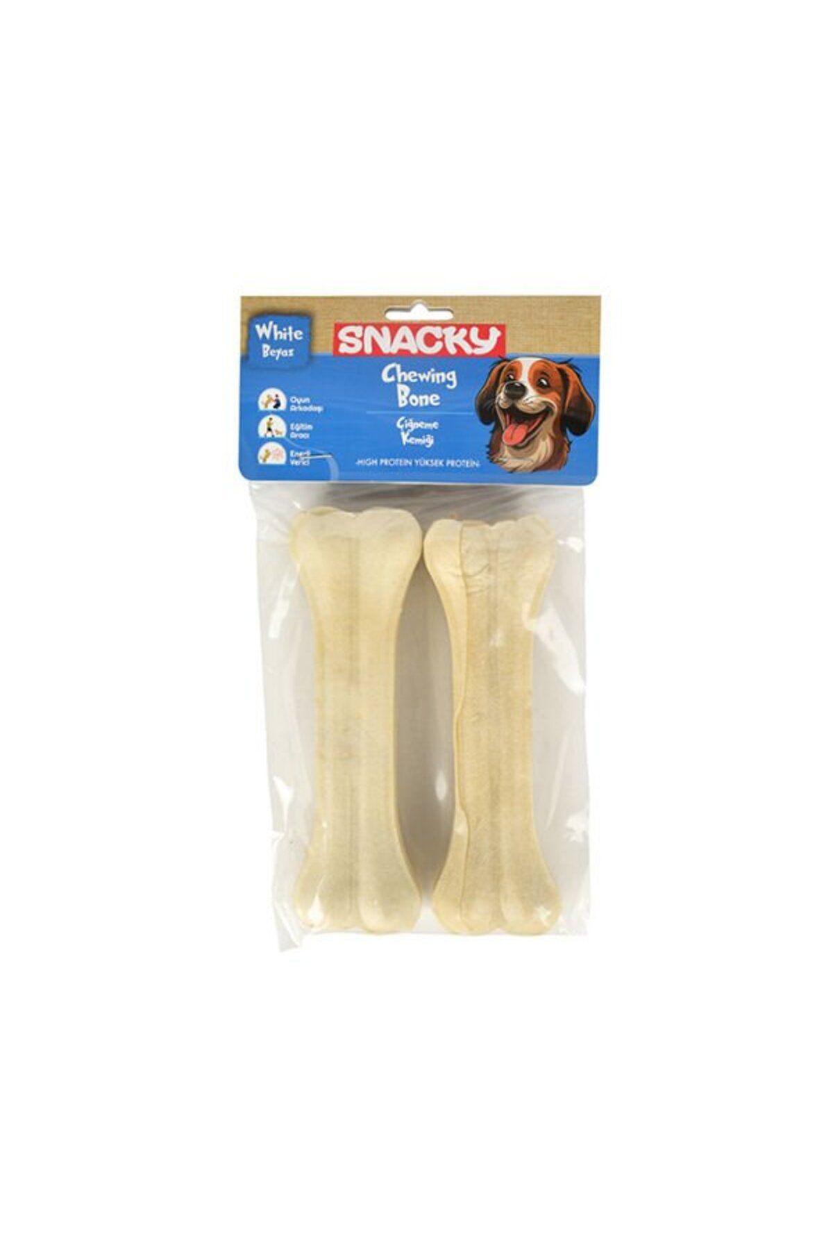 Snacky Beyaz Preslenmiş Yüksek Proteinli Köpek Çiğneme Kemiği 2 Adet 145
