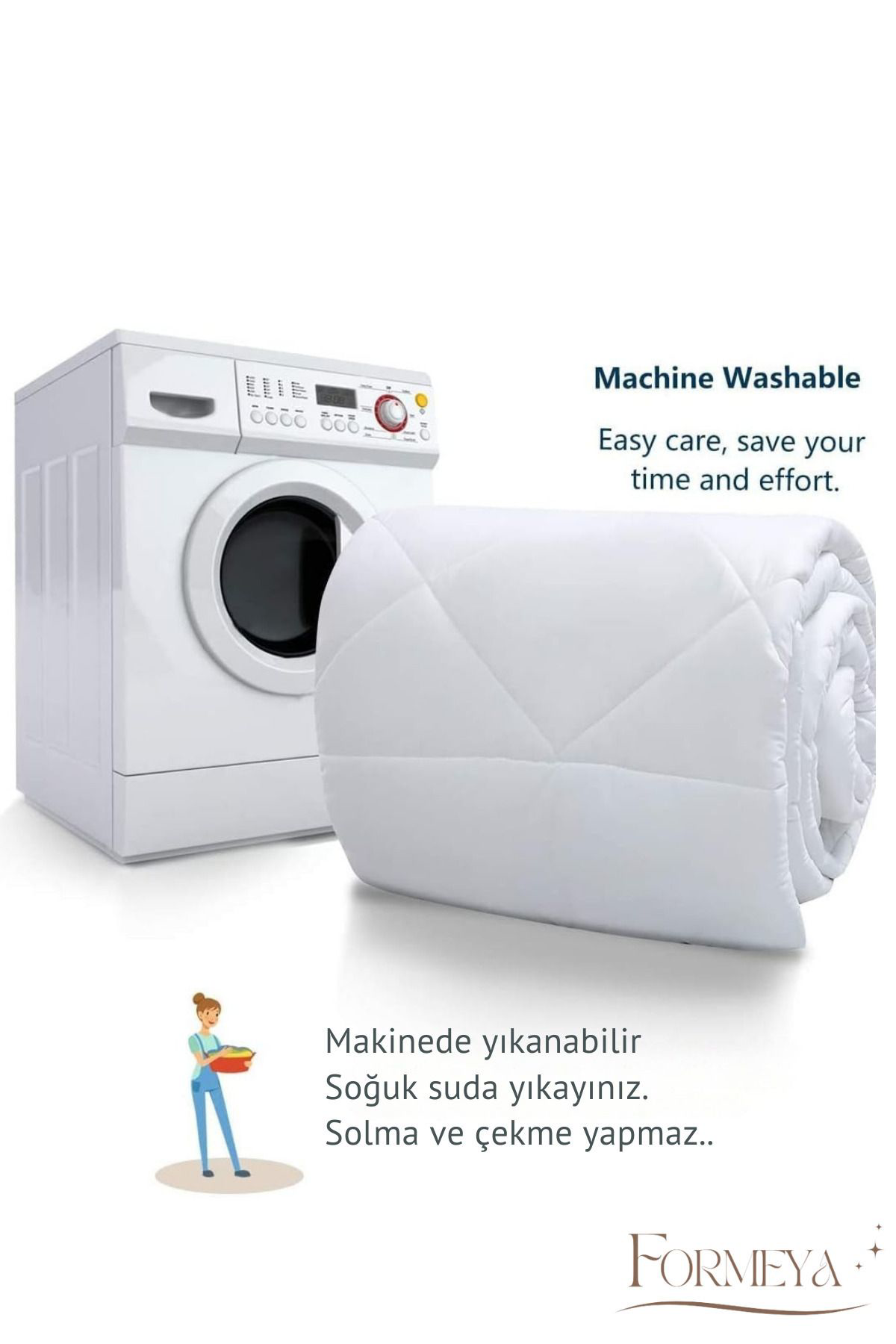 Formeya Beyaz Soft Kişlik Yorgan Çift Kişilik 195*215.