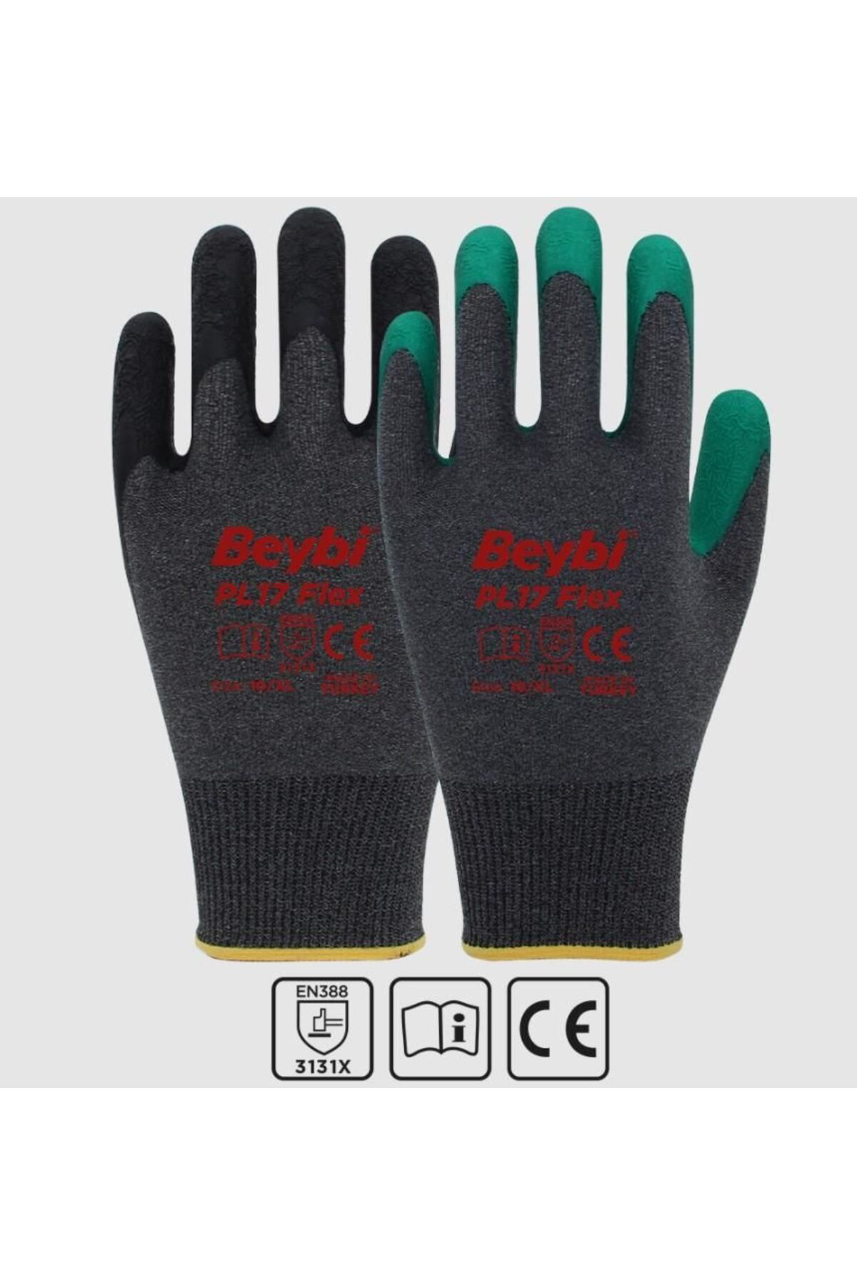 K&A Beybi Pl17 Flex Likrali İpten Örme Lateks Eldiven No:10