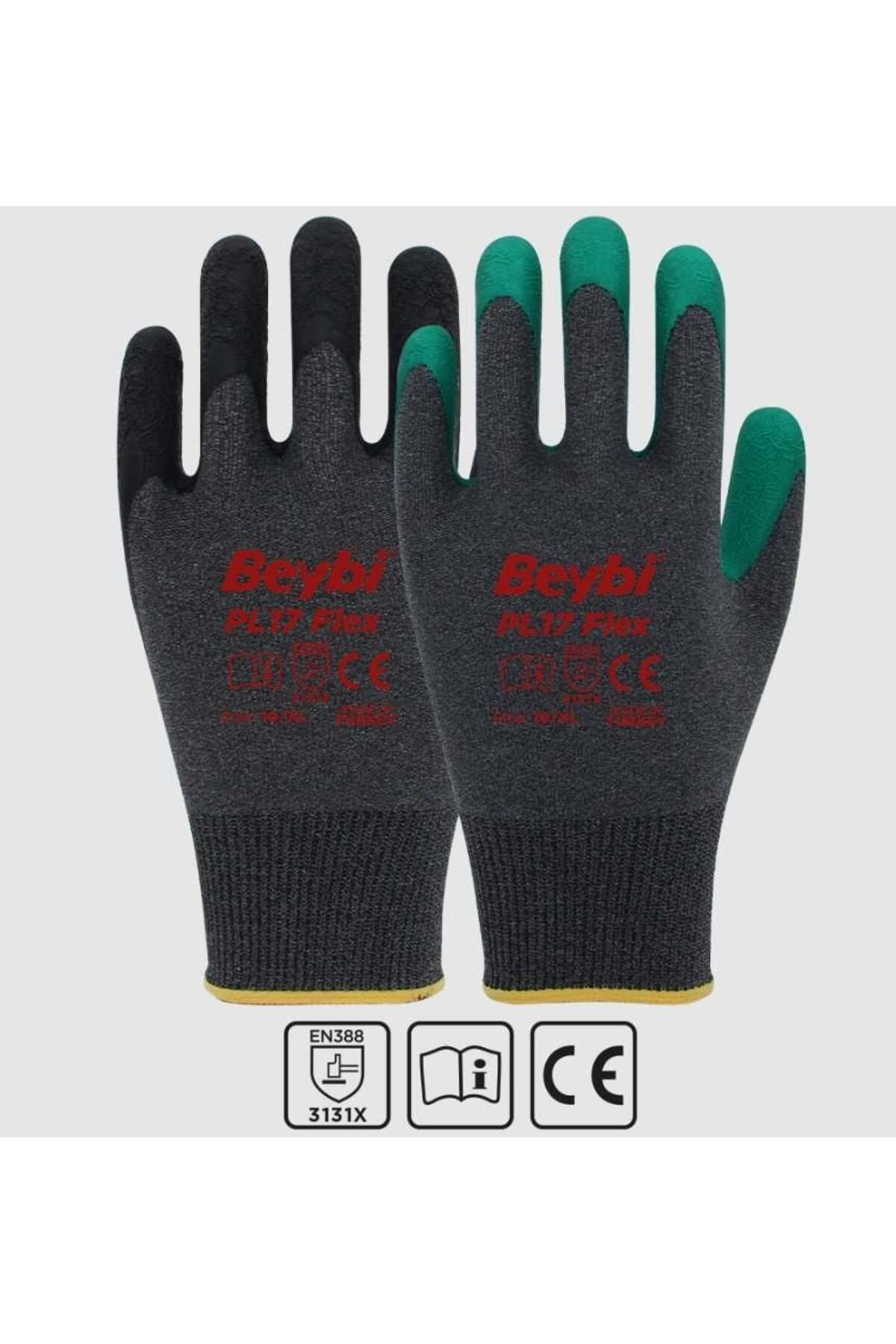K&A Beybi Pl17 Flex Likrali İpten Örme Lateks Eldiven No:9