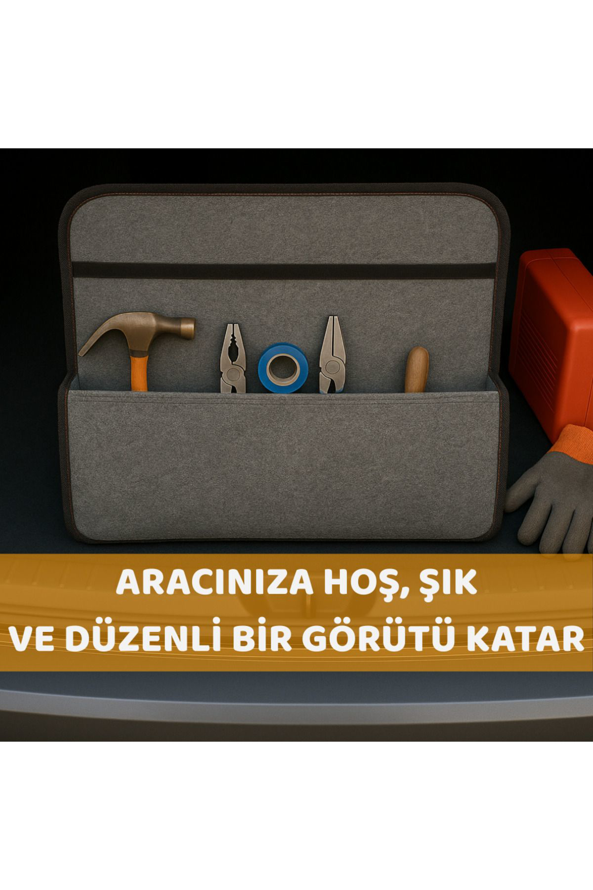 Beylini Beylini Premium Keçe Araç Bagaj Organizeri Suya Dayanikli Pratik