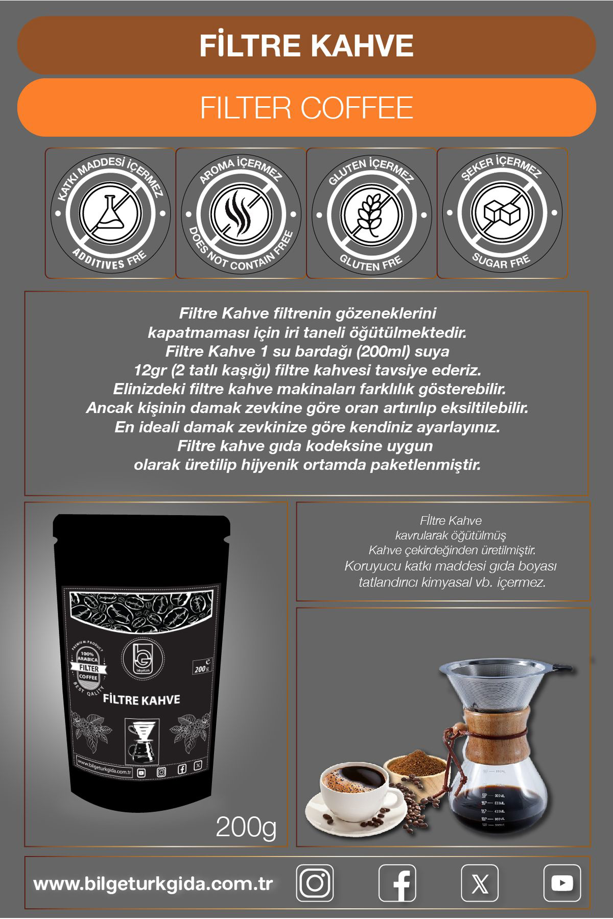 Bilgetürk Gida Bilgetürk Filtre Kahve 200Grx3=600Gr