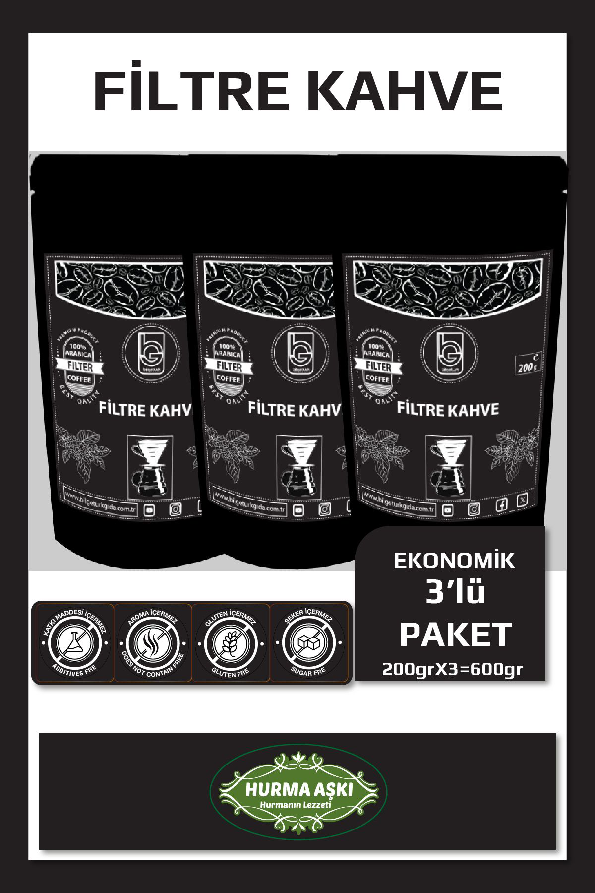 Bilgetürk Gida Bilgetürk Filtre Kahve 200Grx3=600Gr