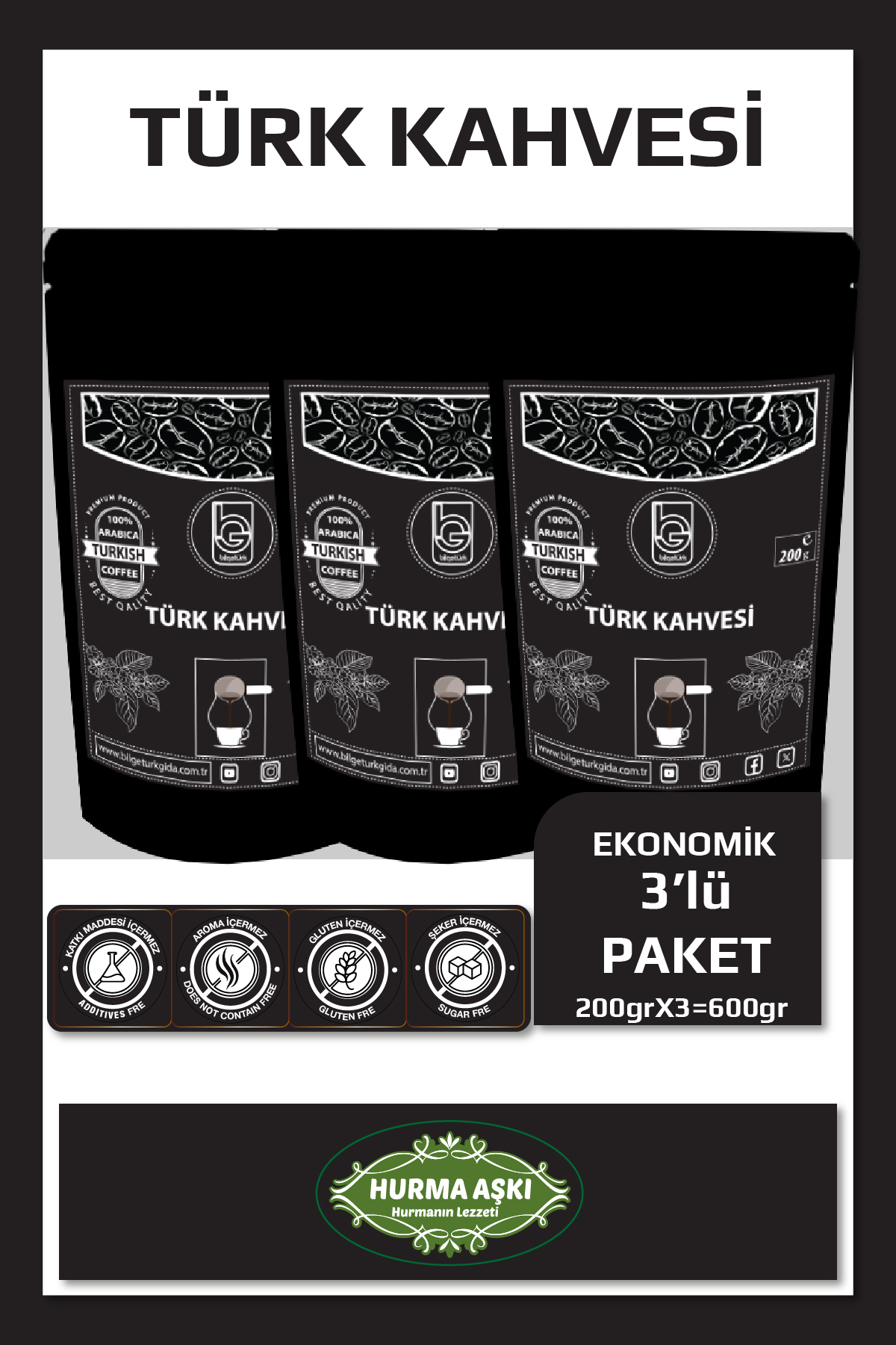 Bilgetürk Gida Bilgetürk Türk Kahvesi 200Grx3=600Gr