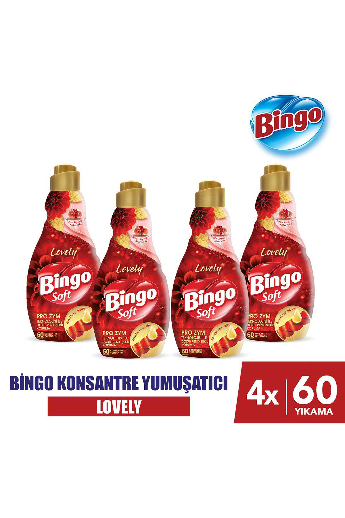 Bingo  Soft Konsantre Çamaşir Yumuşaticisi Lovely 1440 Ml X 4 Adet