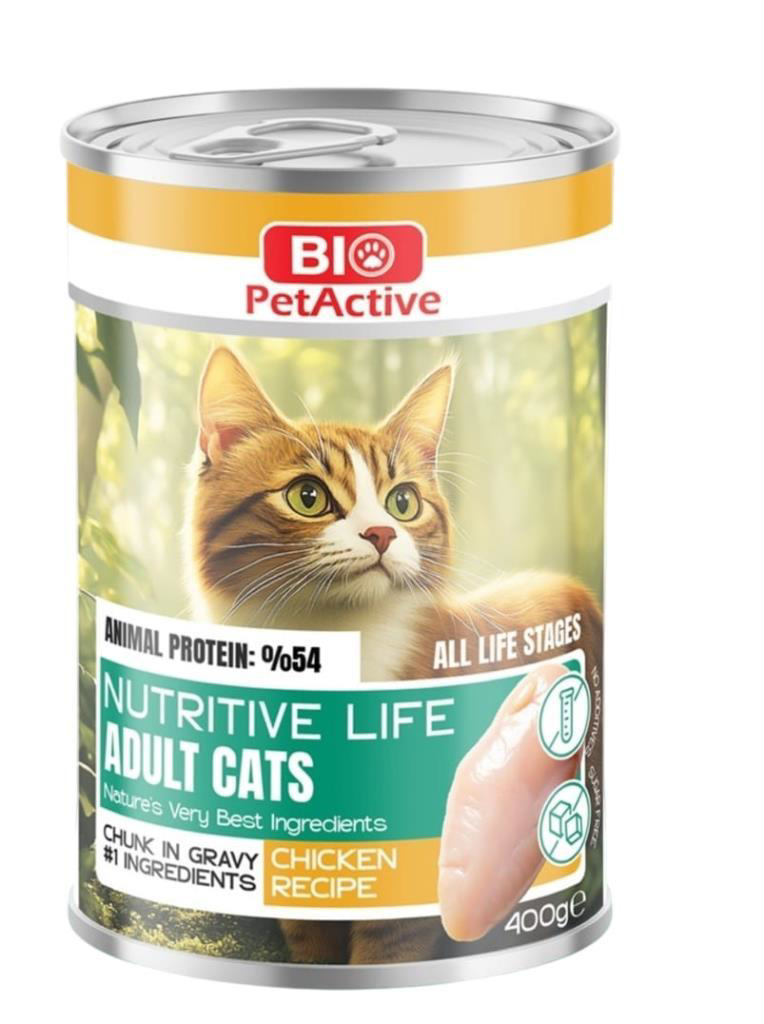 Bio Petactive  Nutritive Life Tavuklu Kedi Konservesi 400 Gr