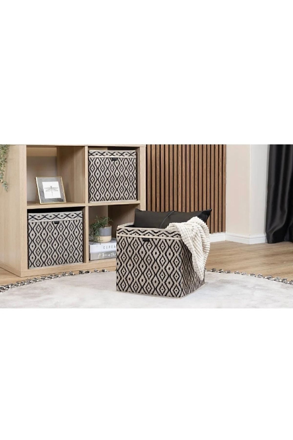 Seza Home Bohe Raf Düzenleyici & Kare Raf Uyumlu Kutu & Sepet 30 X 30 X 30
