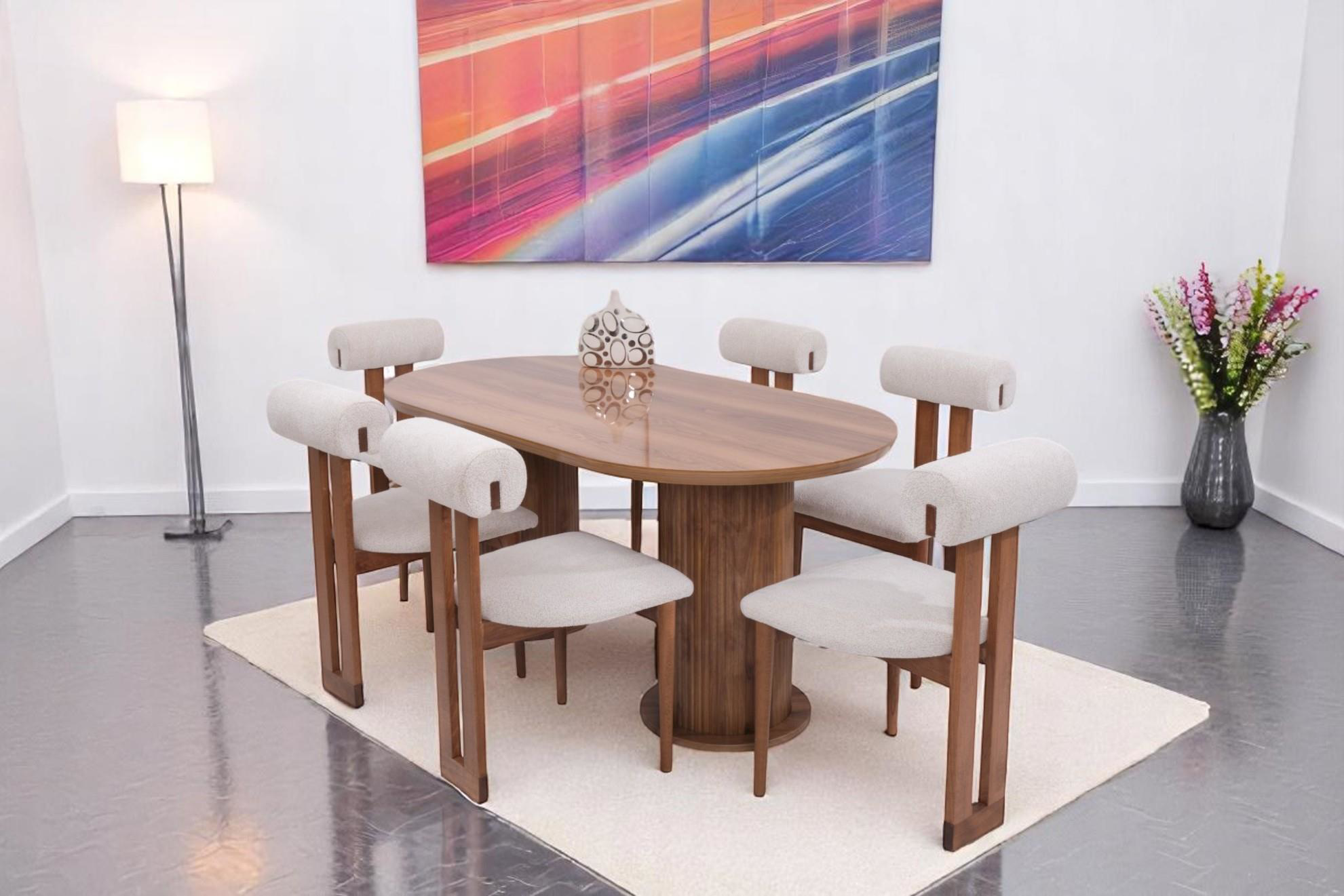 Erezogullari Mobilya Bohem Rixos Lak Panel Yemek Masa 6 Adet Sandalye Takimi 90X170cm