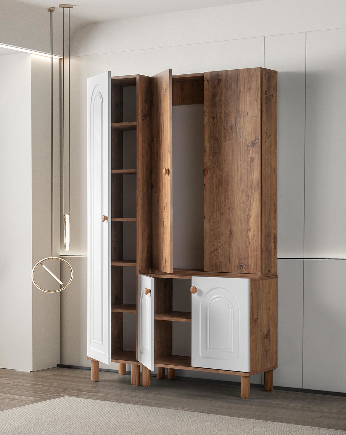 Erezogullari Mobilya Bohem Zambak 3 Lü Portmanto Ayakkabilik 120X38x200