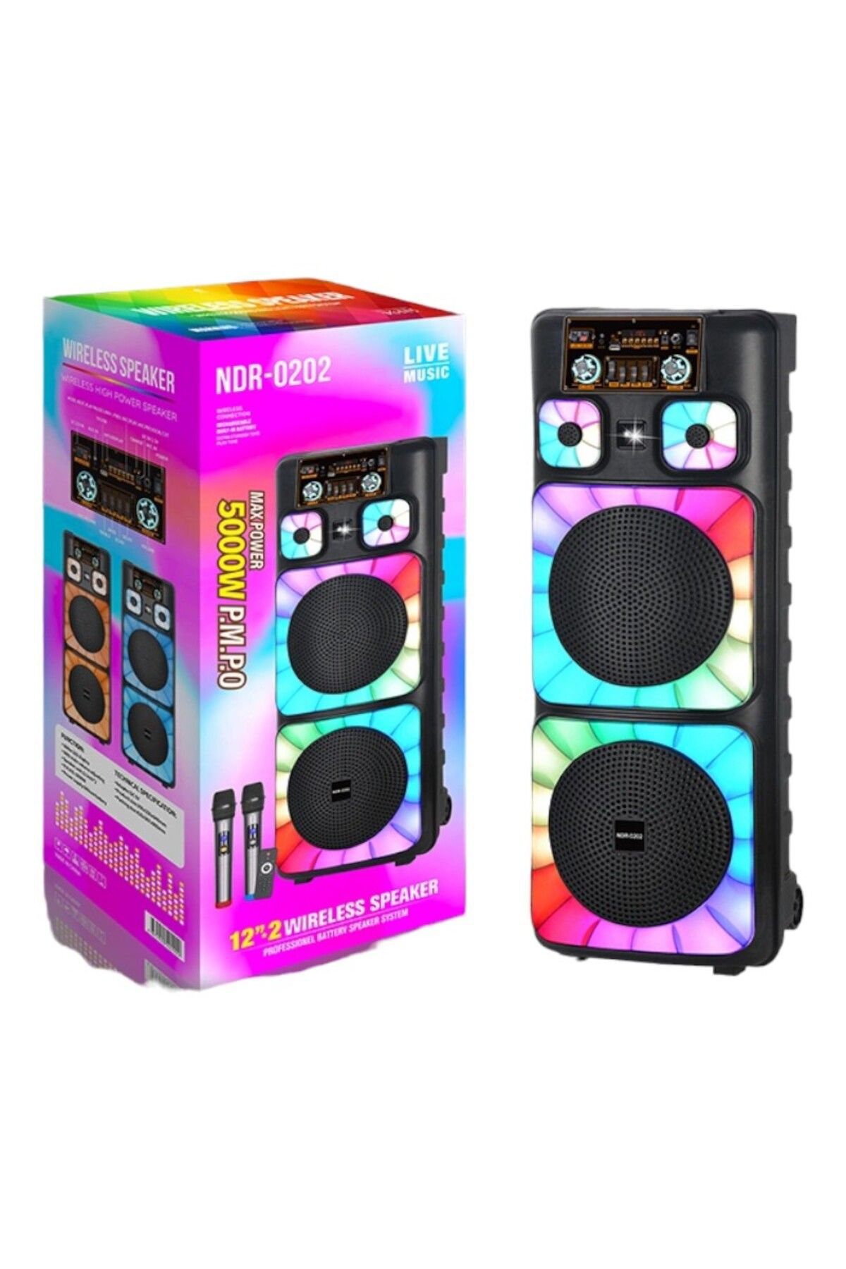 Ndr Boomboxtr -0202 2*12 İnc Taşinabilir Büyük Boy Bluetooth Parti