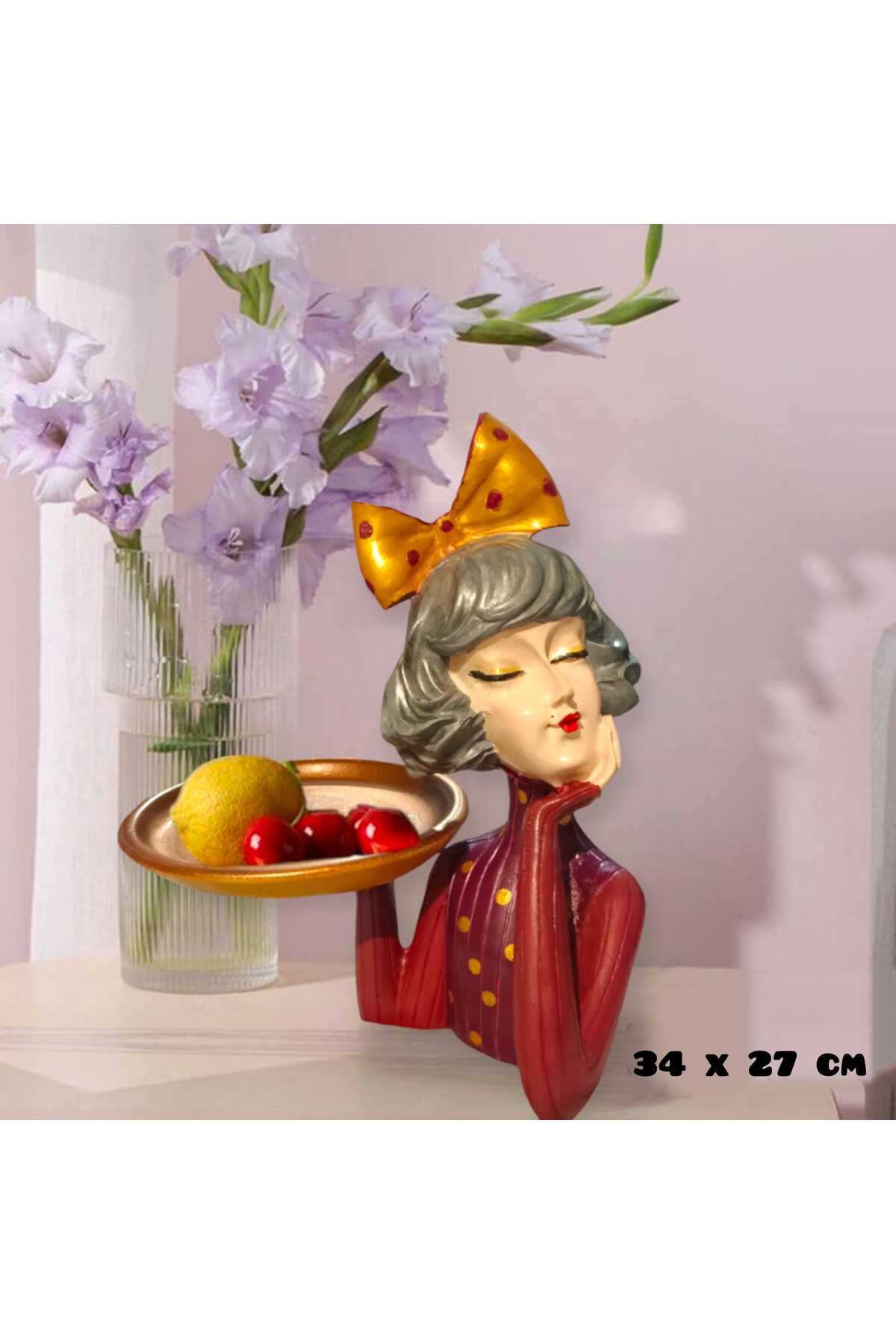 Dodemert Home Bordo Tepsili Tutan Cici Kiz Polyester Sunumluk & Biblo