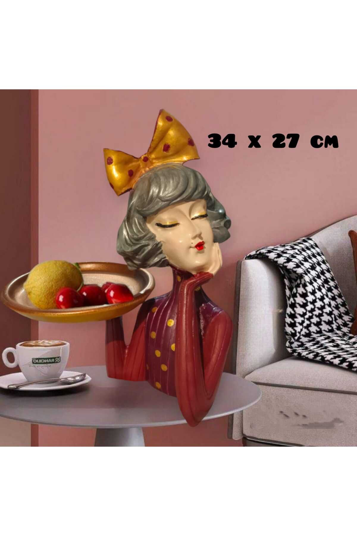 Dodemert Home Bordo Tepsili Tutan Cici Kiz Polyester Sunumluk & Biblo