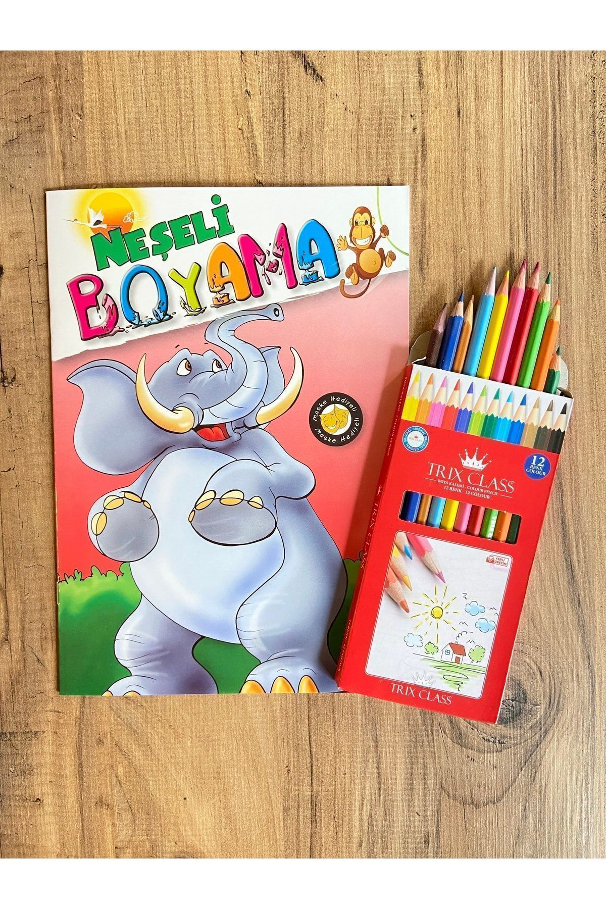 Trix Class Boya Kalemi 12’Li Uzun Boy+ Neşeli Boyama Kitabi