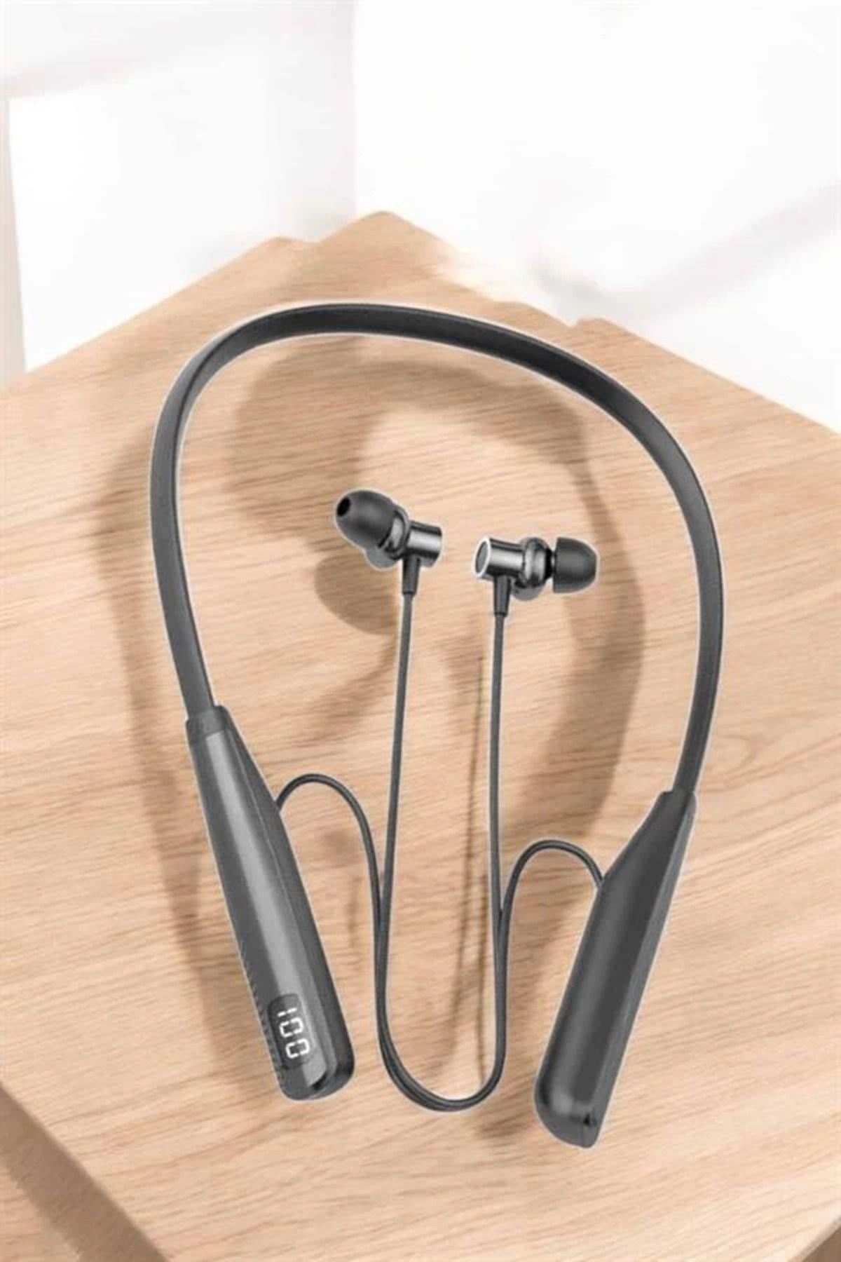 Pamiravm Boyun Askili Bluetooth Kulaklik Uzun Şarj Süreli Dijital Gösterge