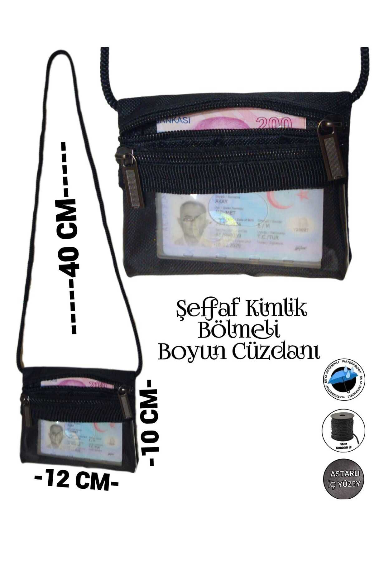 Sevbags Boyun Cüzdani Şeffaf Kimlik Bölmeli