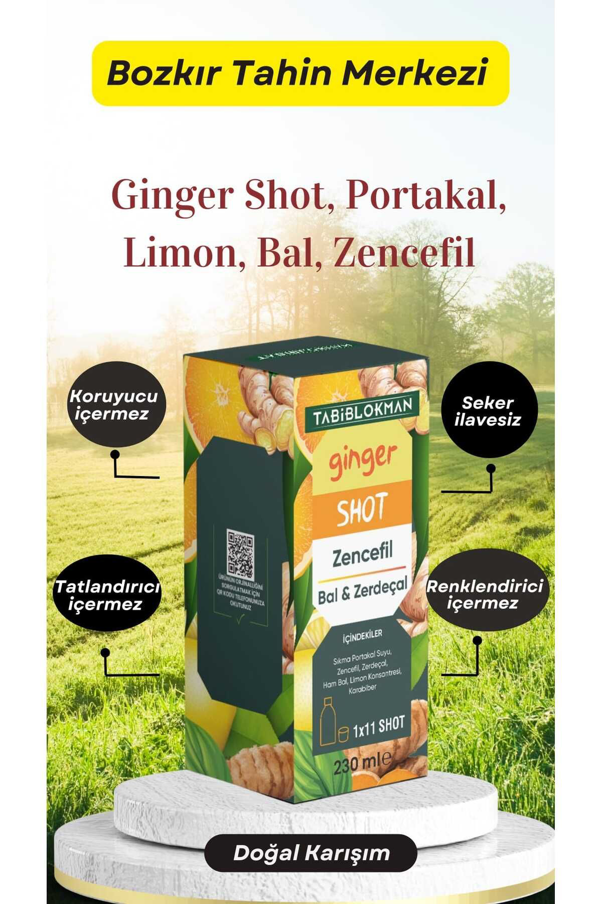 Tabib Lokman Bozkir Tahin Merkezi Ginger Shot, Portakal, Limon, Bal, Zencefil