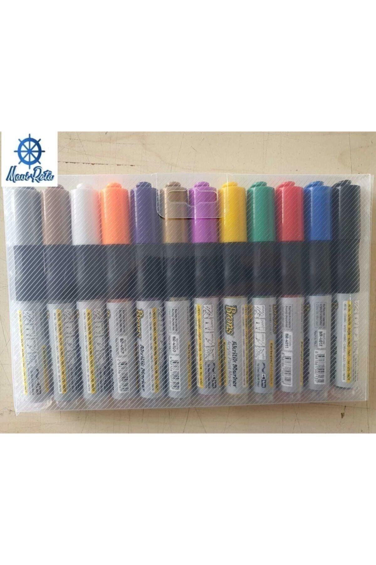 Brons  Akrilik Marker Kalem 12 Li