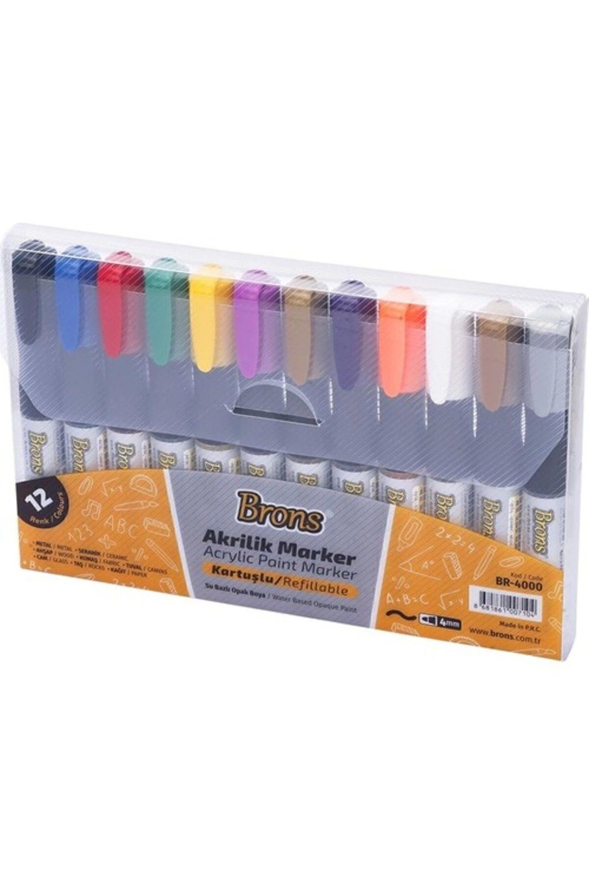 Brons  Akrilik Marker Kalem 12 Li