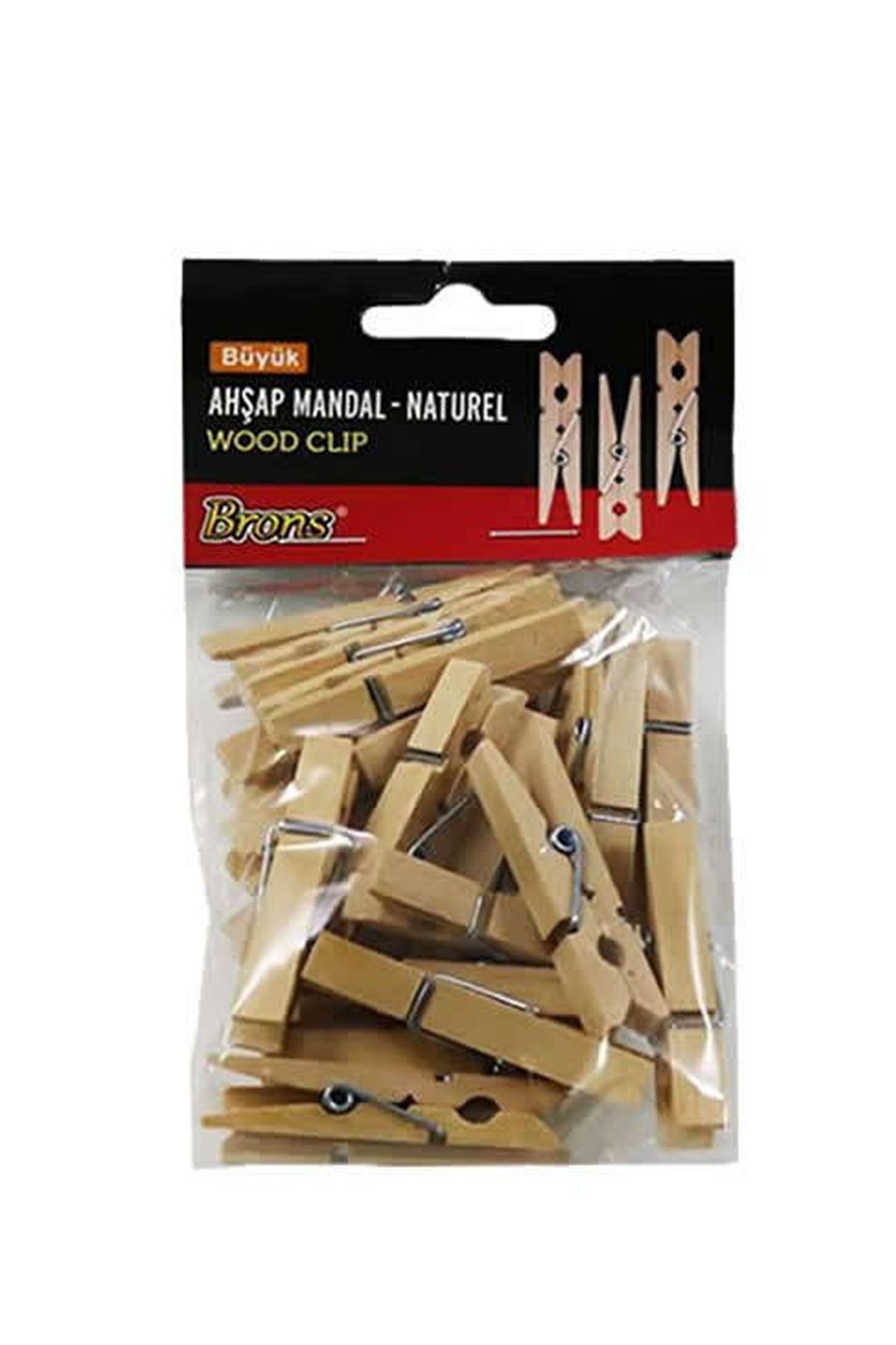 Just Cheap Store Brons Br-907 Büyük Natural Ahşap Mandal