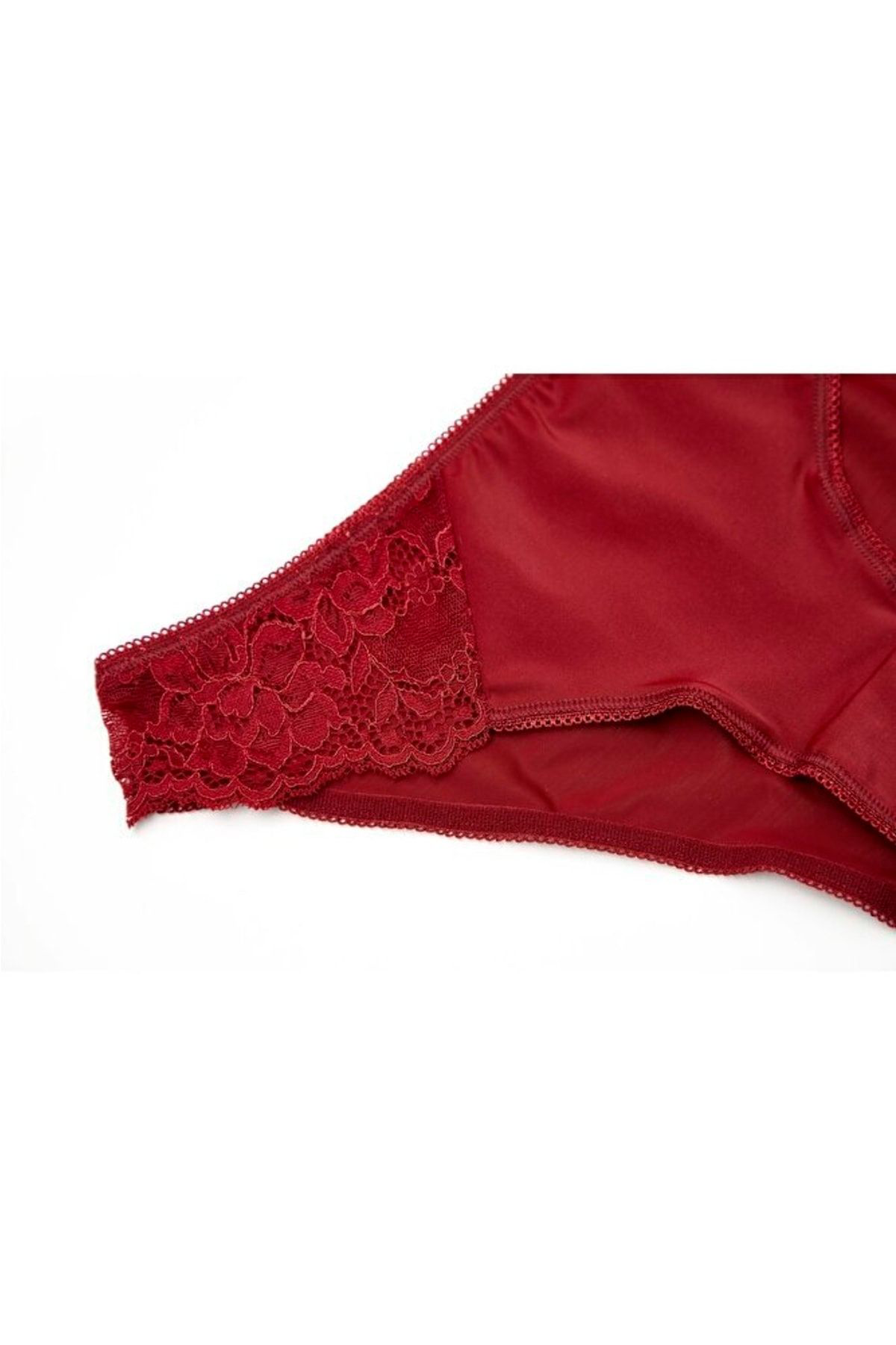 Godewo Burgundy Dolgulu Büstiyer Takim