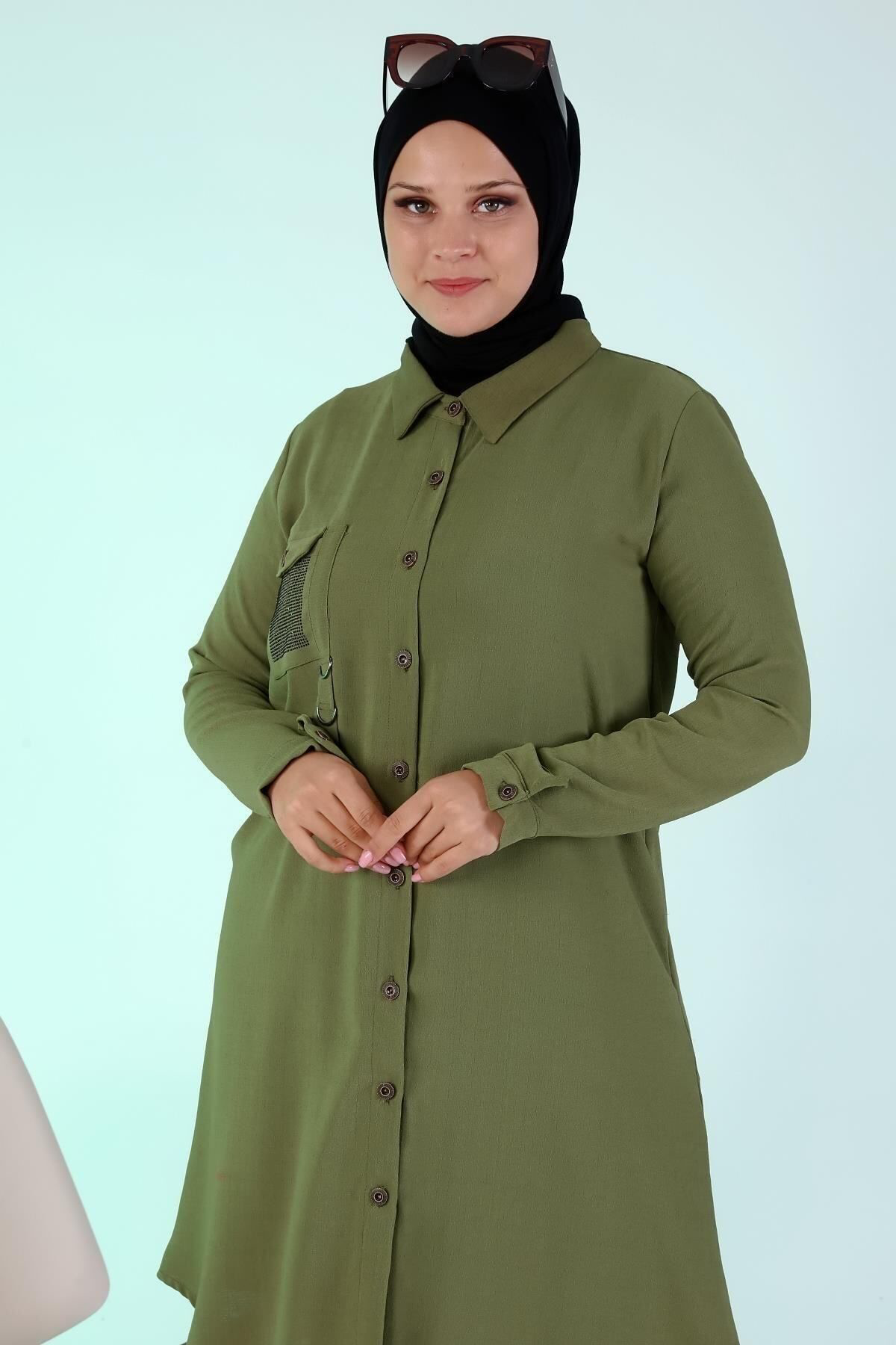 Ferace Buyuk Beden Tunik Tesettur Kadin Ayrobin Kumas