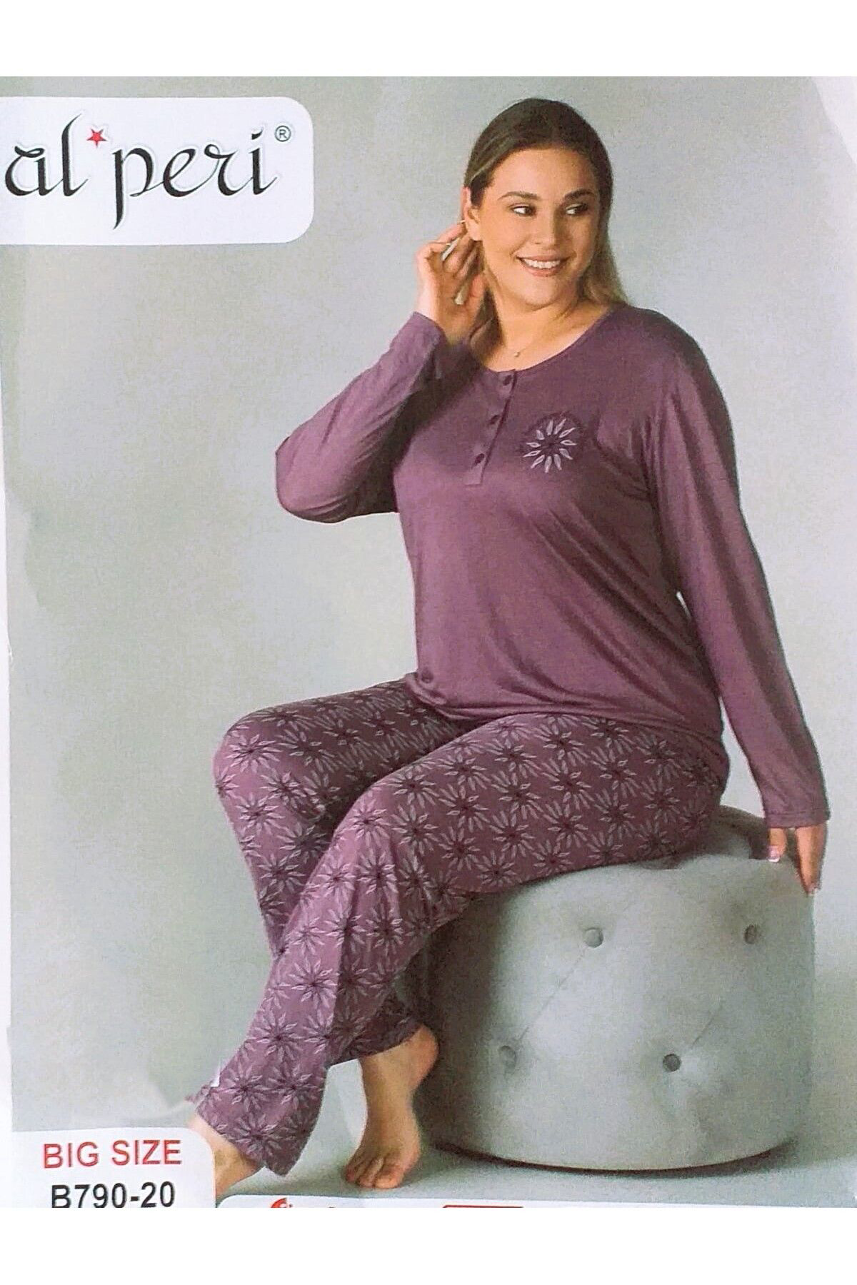 Alperi Büyük Beden Yazlik Uzun Kol Pijama Takimi