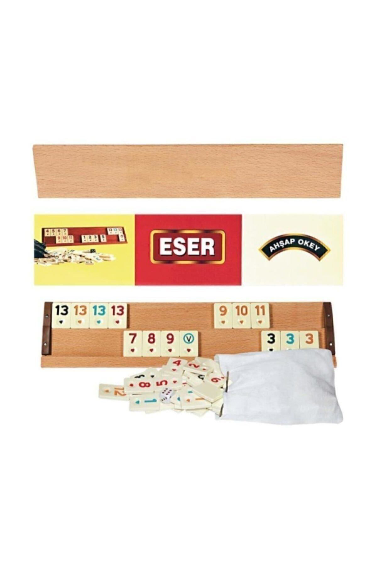 Eser Büyük Boy Ahşap Okey Takimi 1.Kalite Taşli Set Oyun Seti