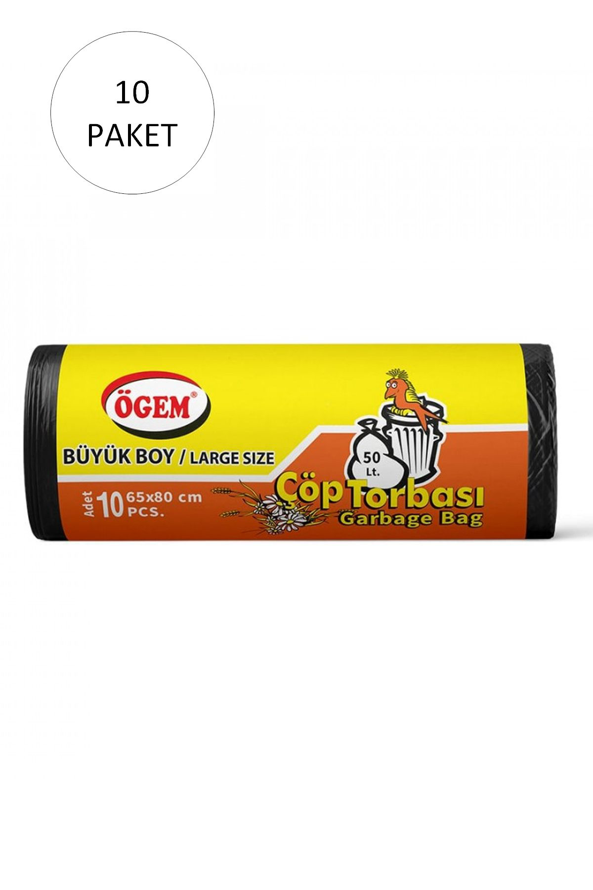 Büyük Boy Çöp Torbası 65 x 80 cm 10 Lu Rulo x 10 Paket = 100 Adet