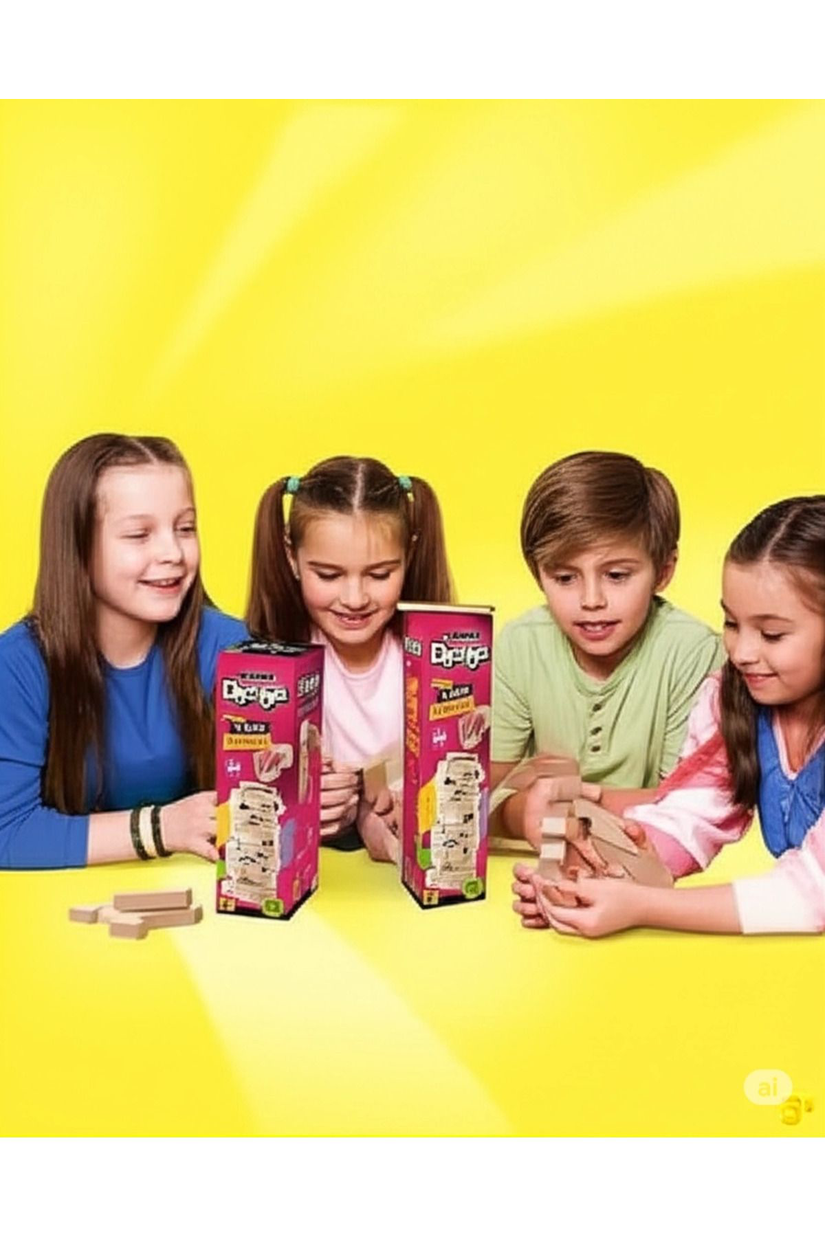 Yusuftex Büyük Boy Doğal Ahşap Denge Oyunu Kule Oyunu 54 Parça Ahşap Yapi