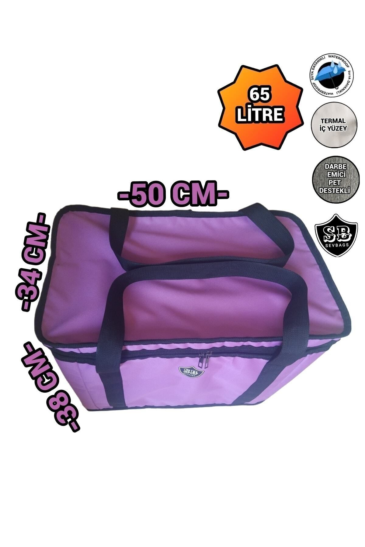 Sevbags Büyük Termos Termal Termo Çanta 65 Litre Mor 8 Kişilik Aileler İç