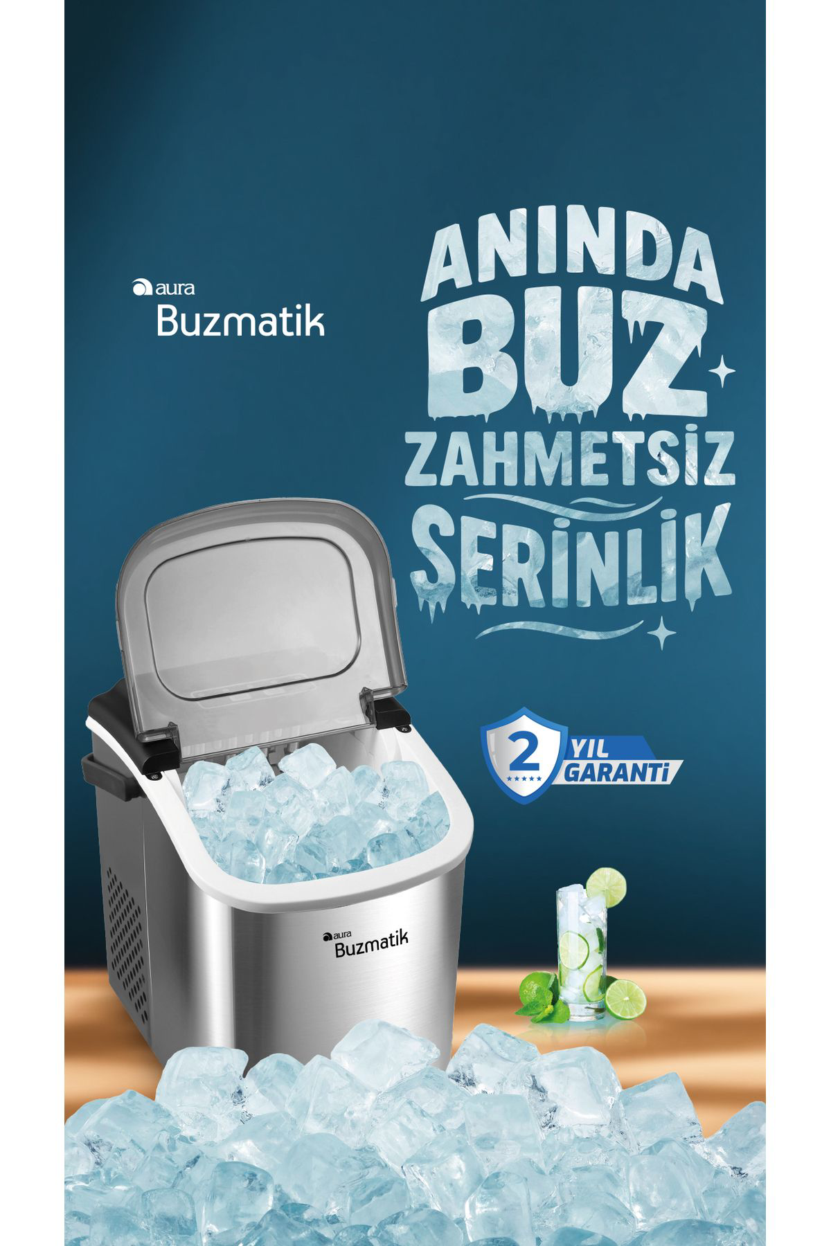 Aura Buzmatik Taşinabilir 12 Kg Kapasiteli Buz Makinesi