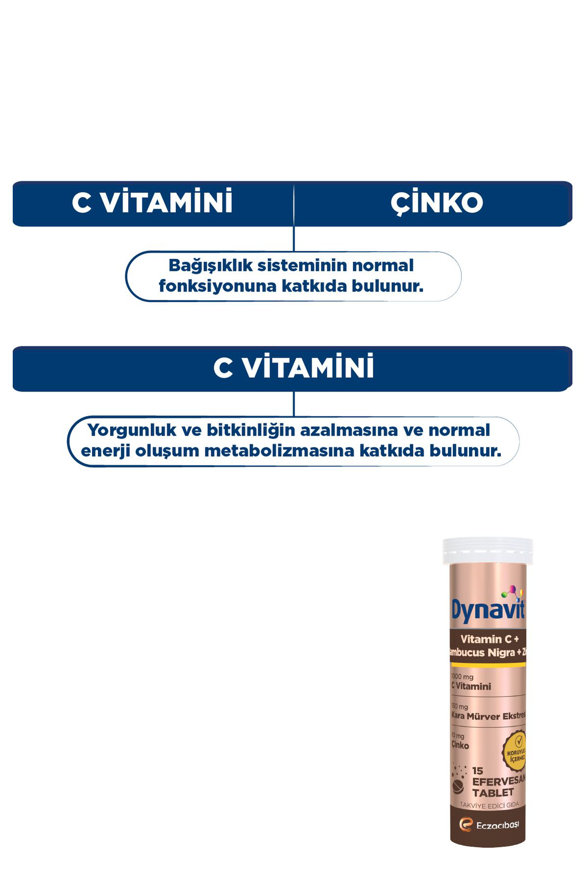 Dynavit C Vitamini, Sambucus Nigra Ve Çinko 15 Efervesan Tablet - C Vitam