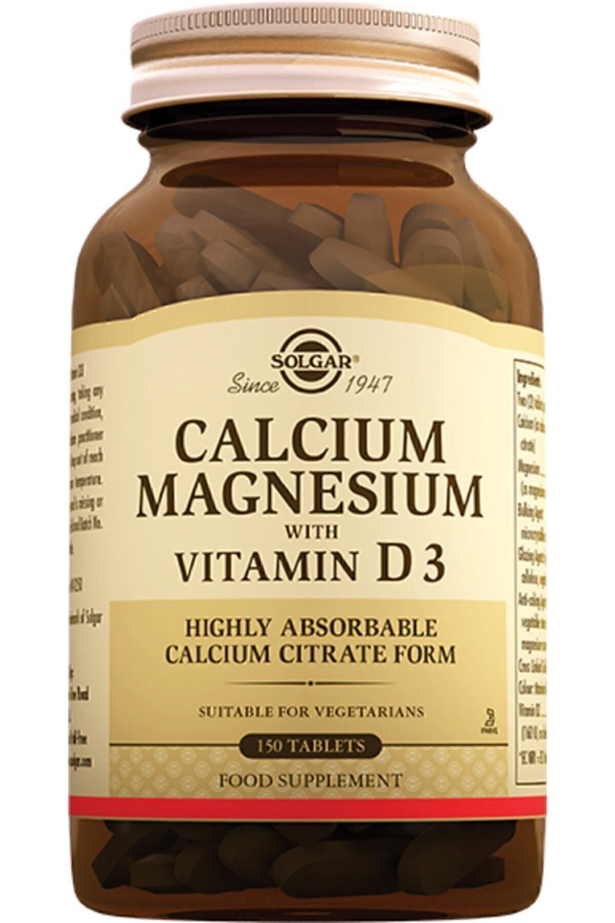 Solgar Calcium Magnesium With Vitamin D3 150 Tablet ( Kalsiyum Magnezyum