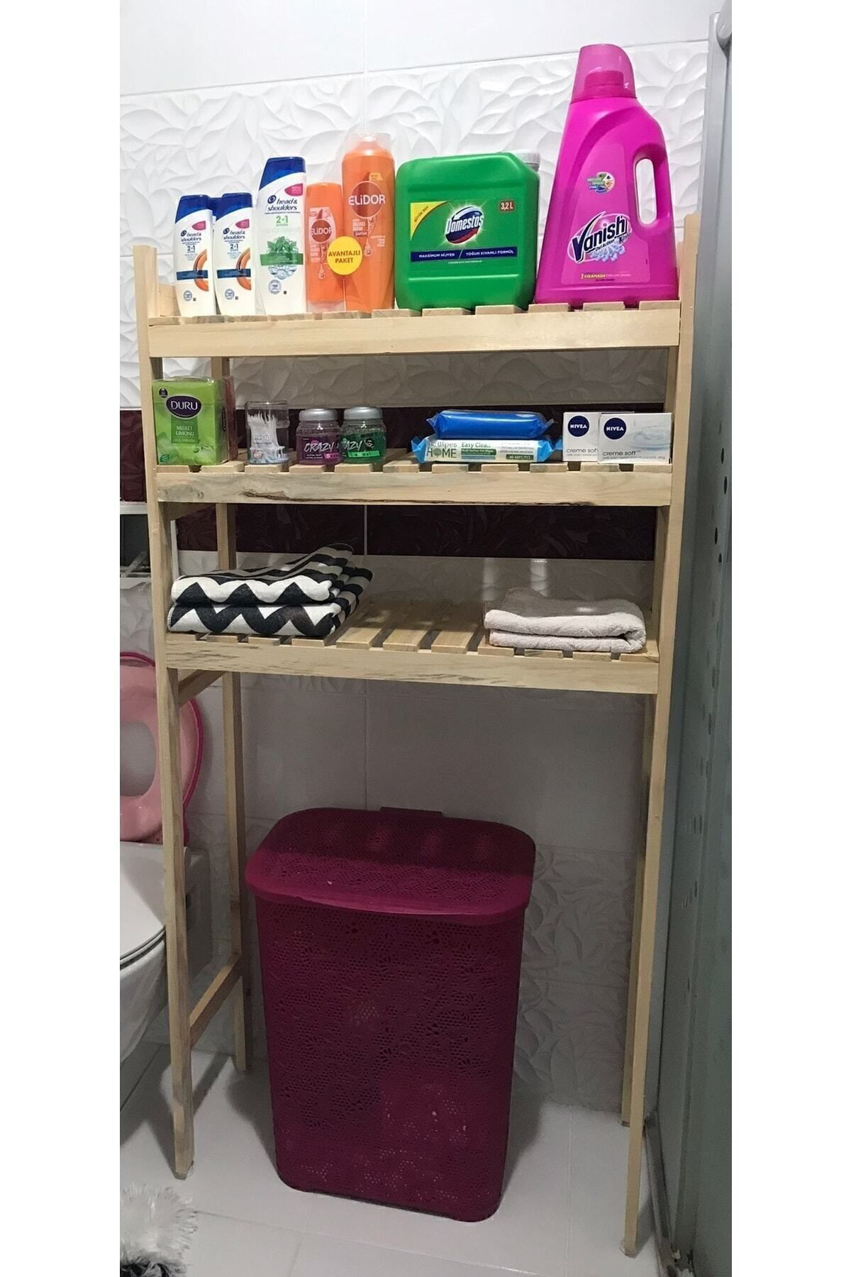 Tesa Çamaşir Makinesi Üstü Ahşap Düzenleyici Raf Banyo Rafi Makina Üst