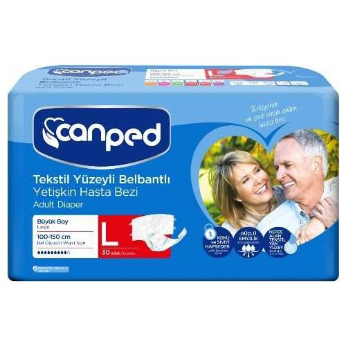 Canped  Tekstil Yüzeyli Belbantli Yetişkin Hasta Bezi Large 30'Lu
